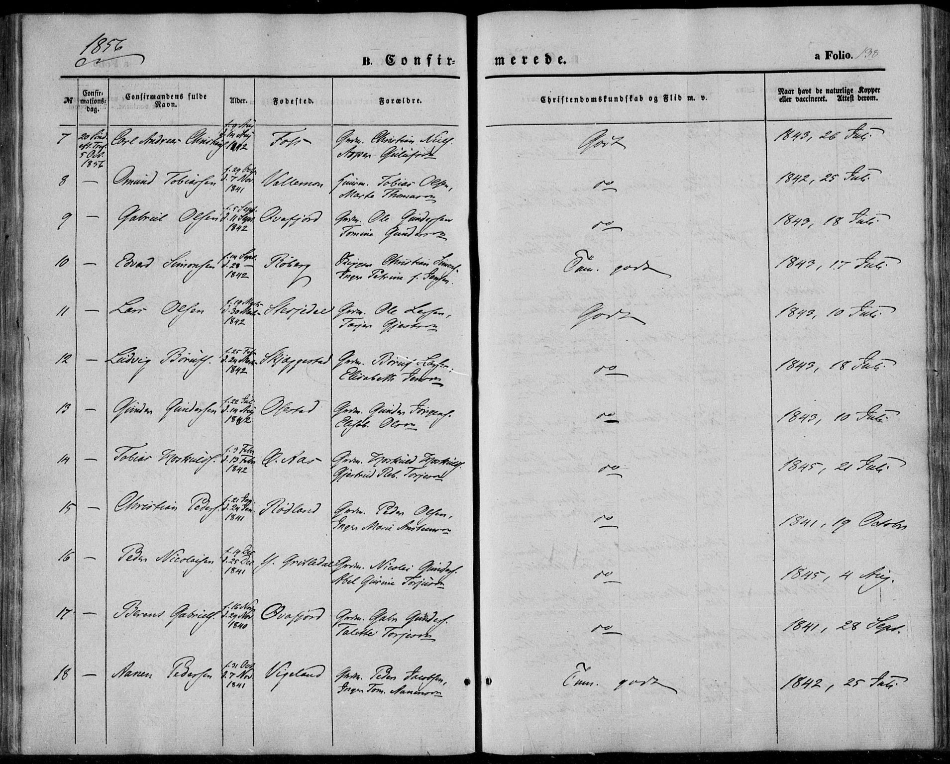 Sør-Audnedal sokneprestkontor, AV/SAK-1111-0039/F/Fa/Fab/L0007: Parish register (official) no. A 7, 1855-1876, p. 138
