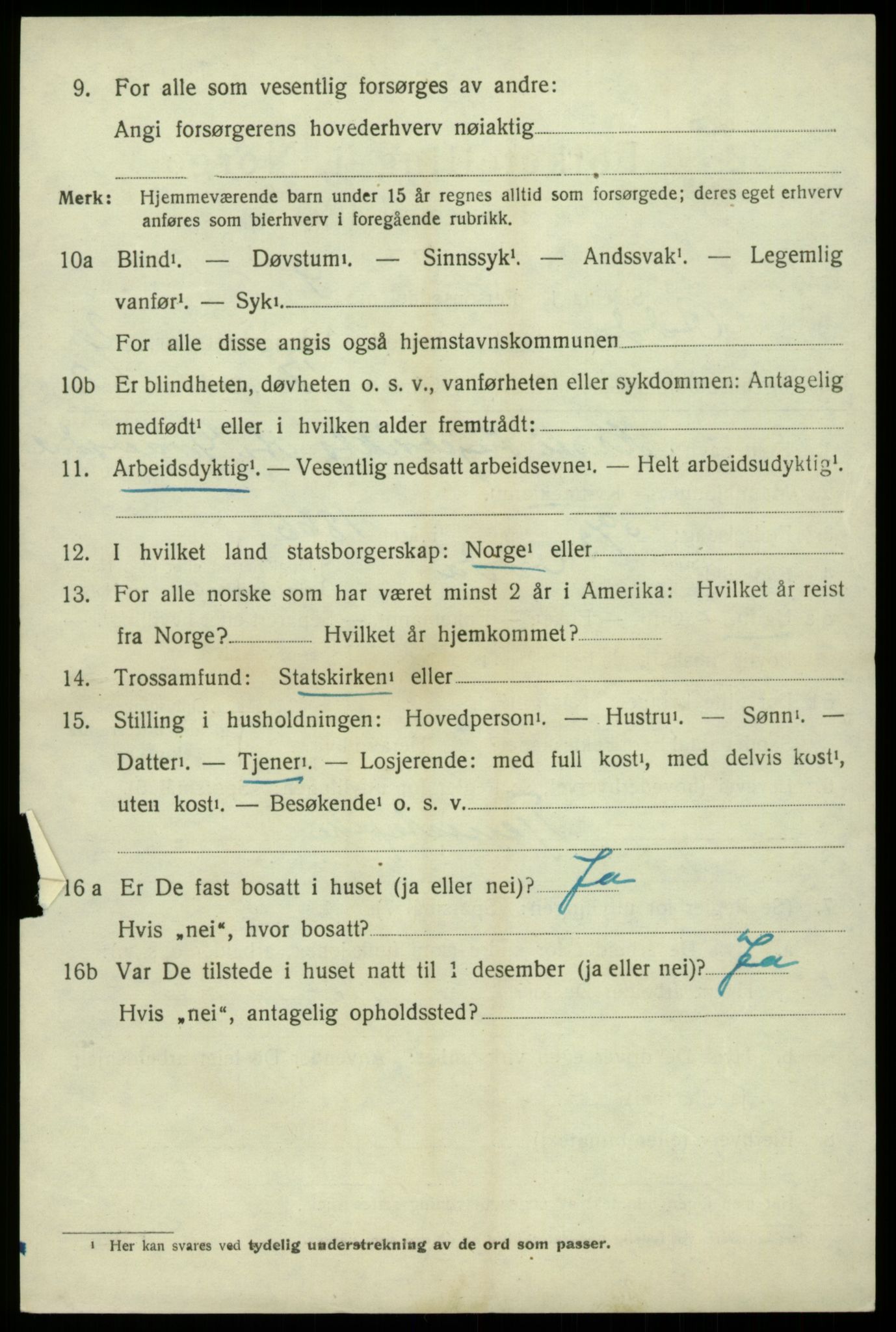 SAB, 1920 census for Odda, 1920, p. 2142