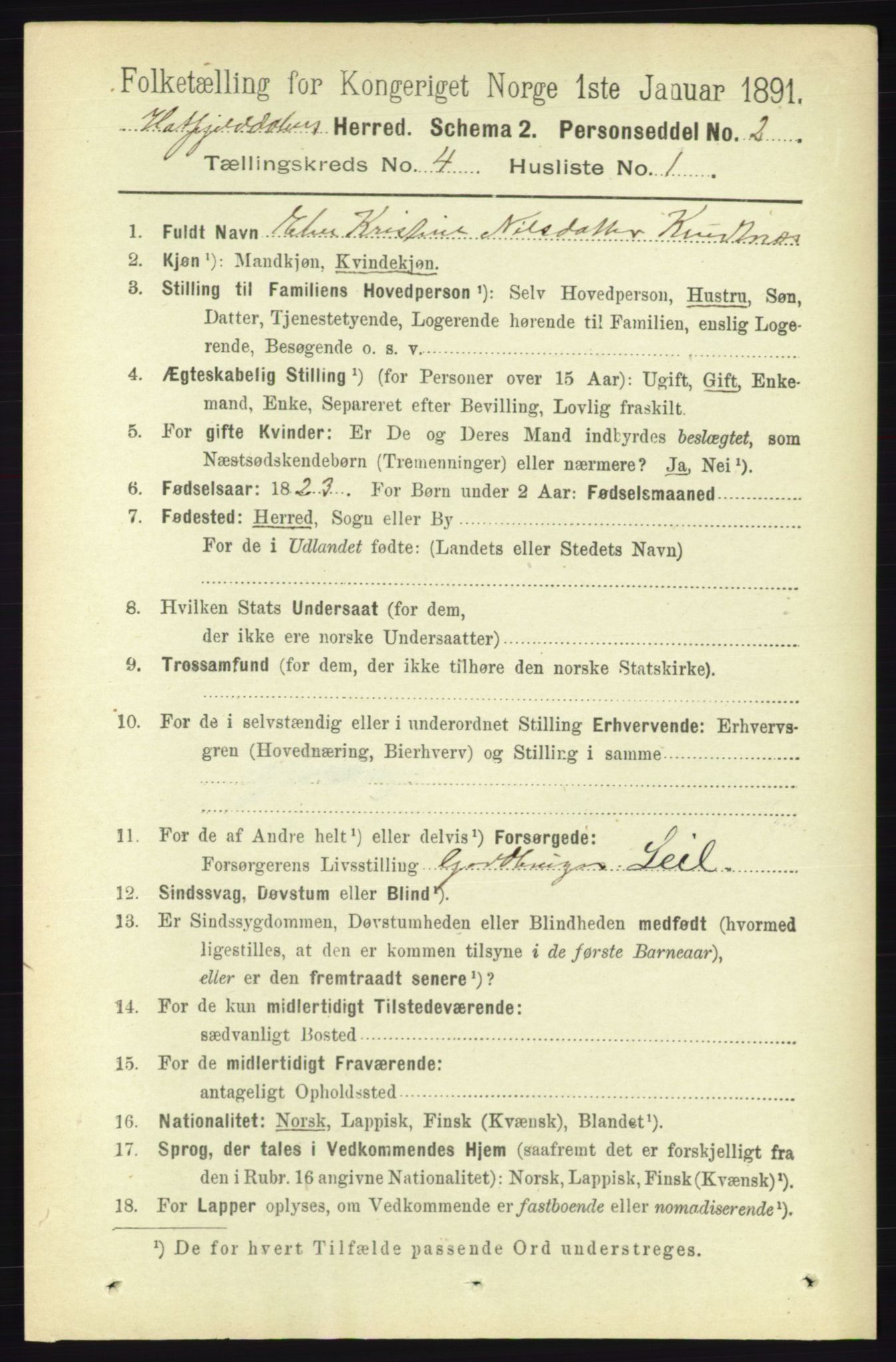 RA, 1891 census for 1826 Hattfjelldal, 1891, p. 919