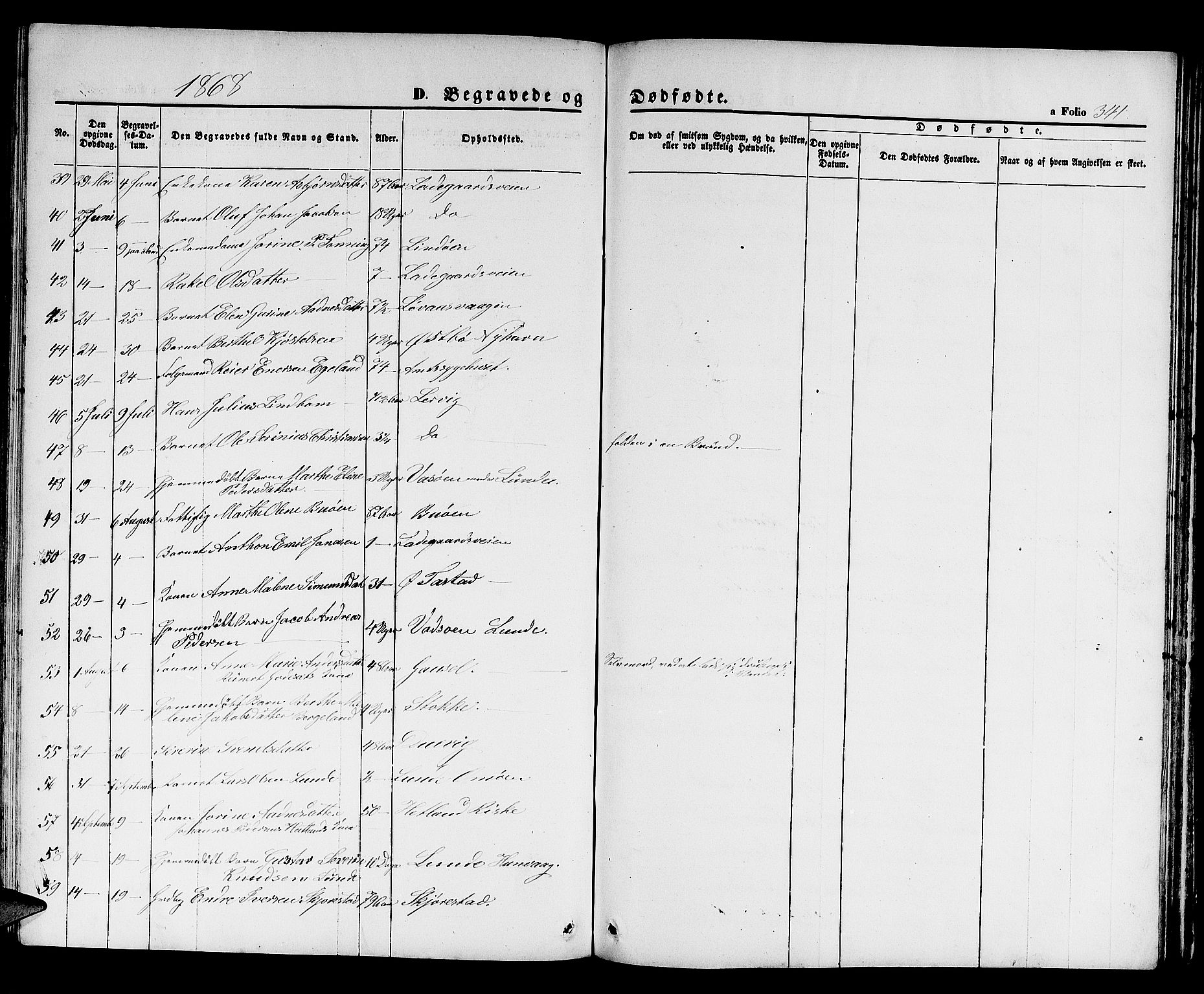 Hetland sokneprestkontor, SAST/A-101826/30/30BB/L0003: Parish register (copy) no. B 3, 1863-1877, p. 341