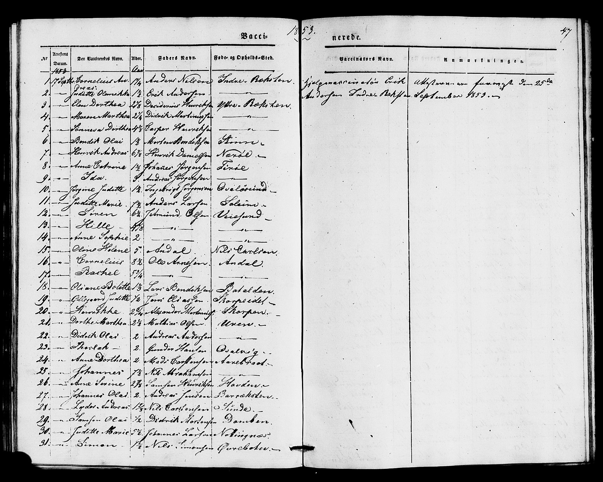 Kinn sokneprestembete, AV/SAB-A-80801/H/Haa/Haaa/L0016: Parish register (official) no. A 16, 1841-1858, p. 47