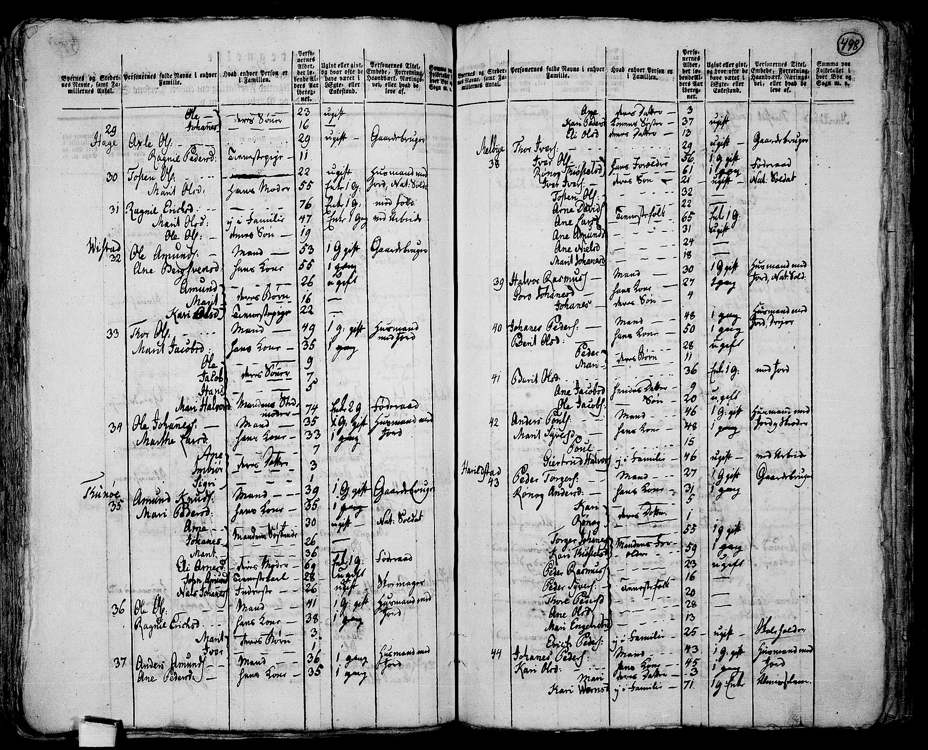 RA, 1801 census for 0518P Fron, 1801, p. 497b-498a