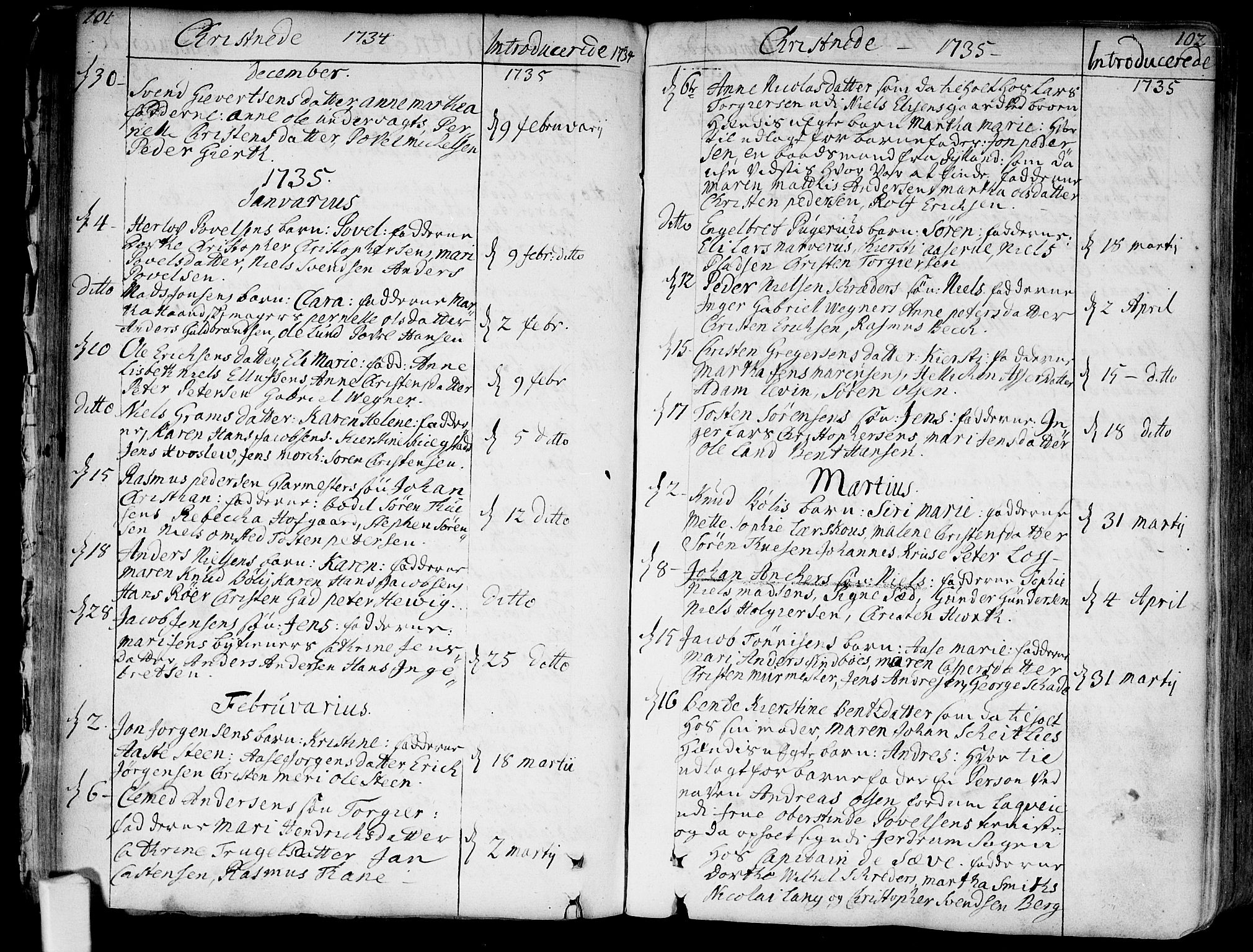 Bragernes kirkebøker, SAKO/A-6/F/Fa/L0004: Parish register (official) no. I 4, 1734-1759, p. 101-102