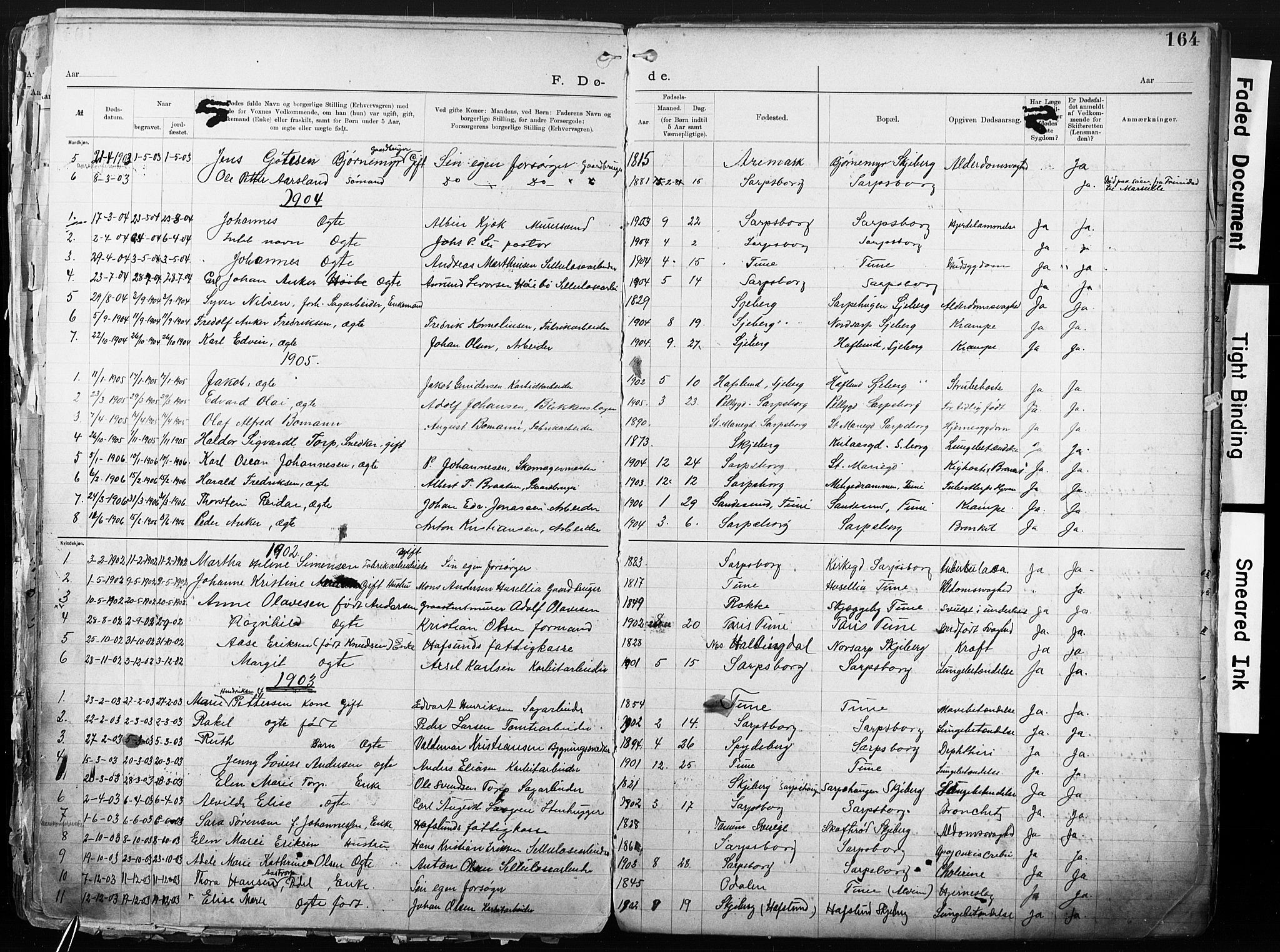 Sarpsborg metodistkirke, SAO/PAO-0233/A/L0004: Dissenter register no. 4, 1892-1923, p. 164