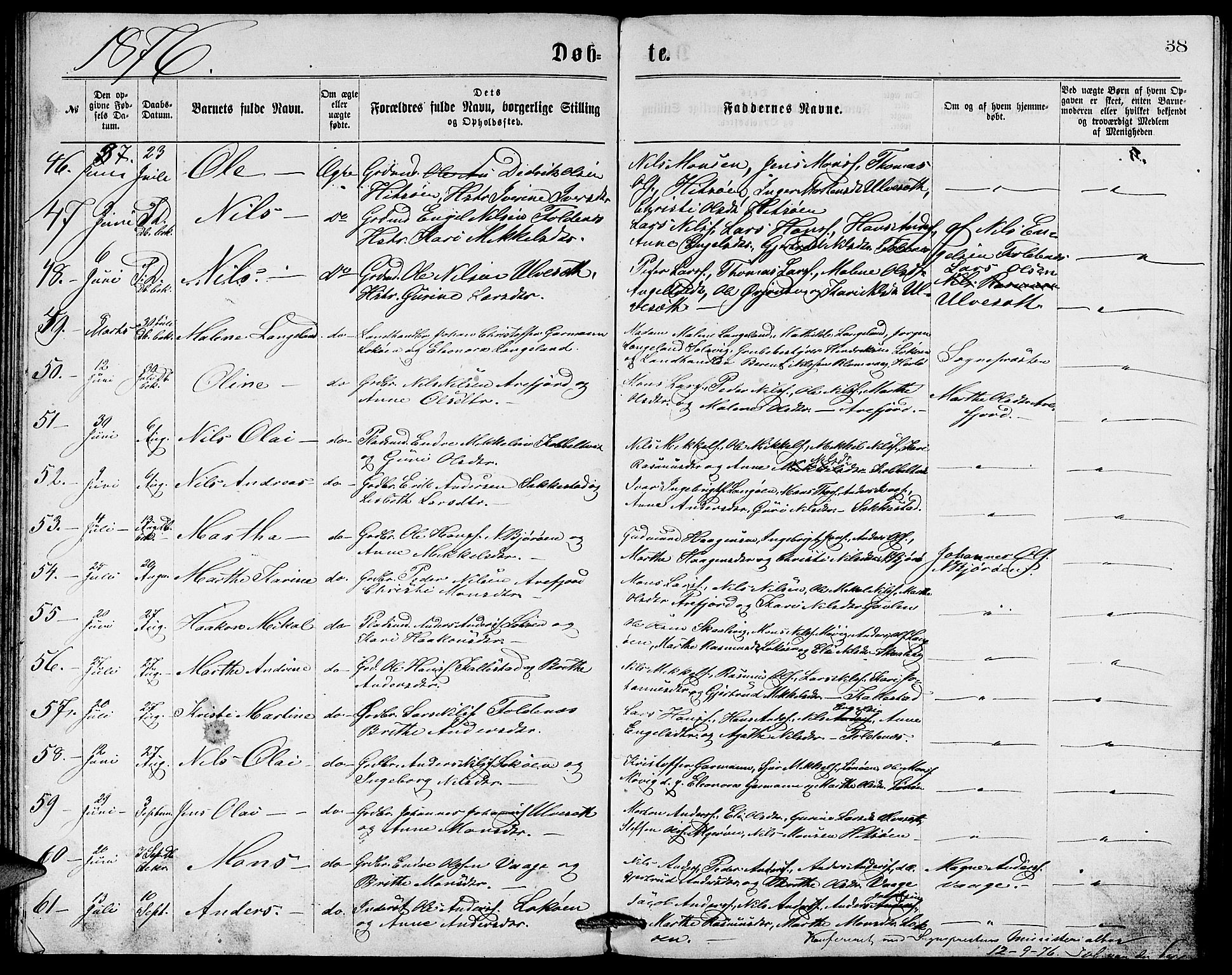 Fjell sokneprestembete, AV/SAB-A-75301/H/Hab: Parish register (copy) no. A 2, 1871-1879, p. 38