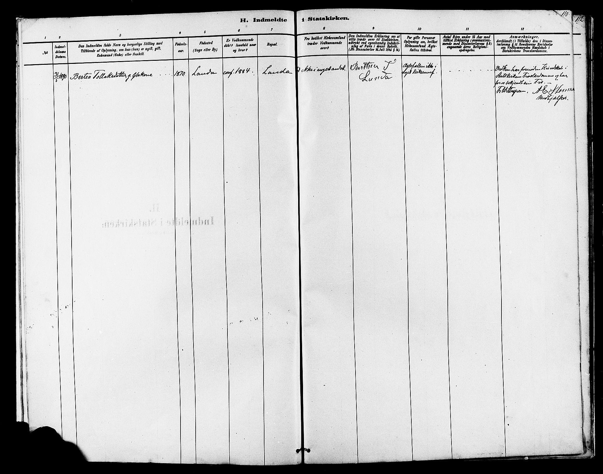 Finnøy sokneprestkontor, SAST/A-101825/H/Ha/Haa/L0010: Parish register (official) no. A 10, 1879-1890, p. 110
