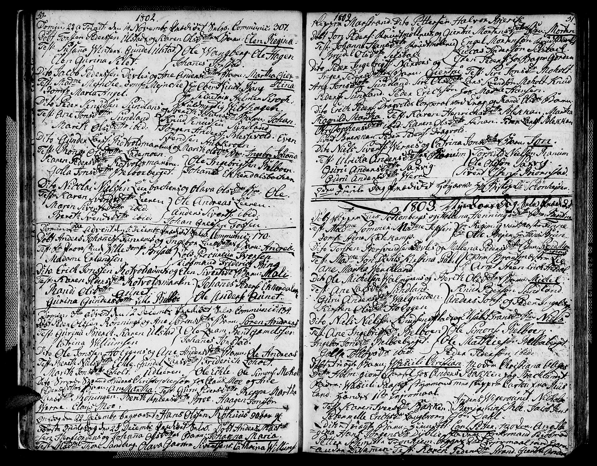 Ministerialprotokoller, klokkerbøker og fødselsregistre - Sør-Trøndelag, SAT/A-1456/604/L0181: Parish register (official) no. 604A02, 1798-1817, p. 50-51