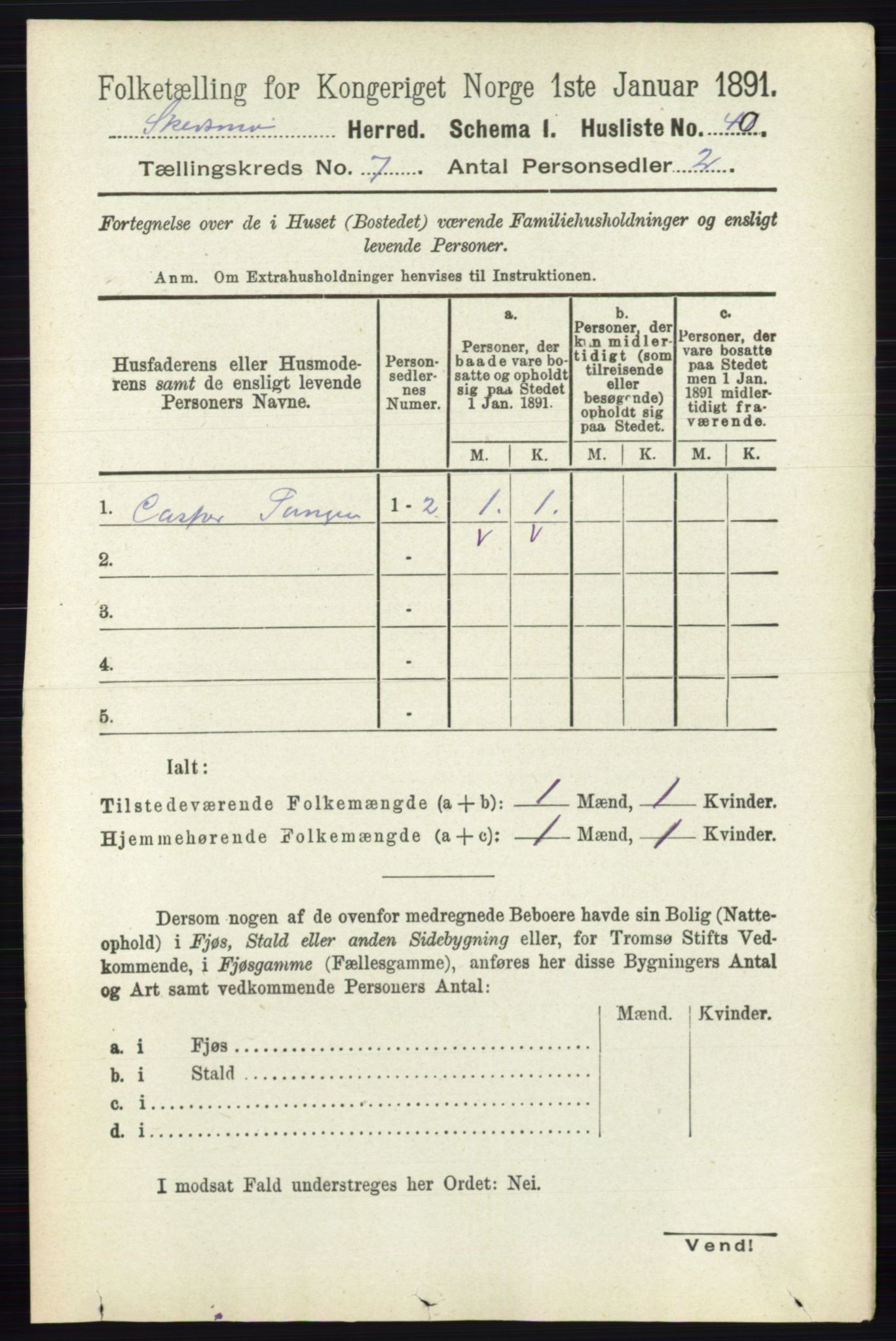 RA, 1891 census for 0231 Skedsmo, 1891, p. 3306