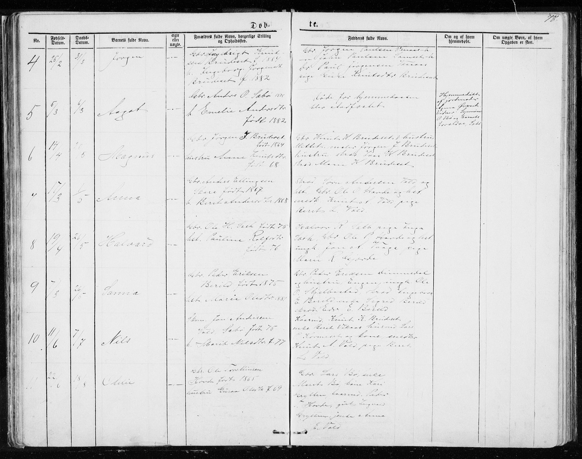 Ministerialprotokoller, klokkerbøker og fødselsregistre - Møre og Romsdal, AV/SAT-A-1454/543/L0564: Parish register (copy) no. 543C02, 1867-1915, p. 78