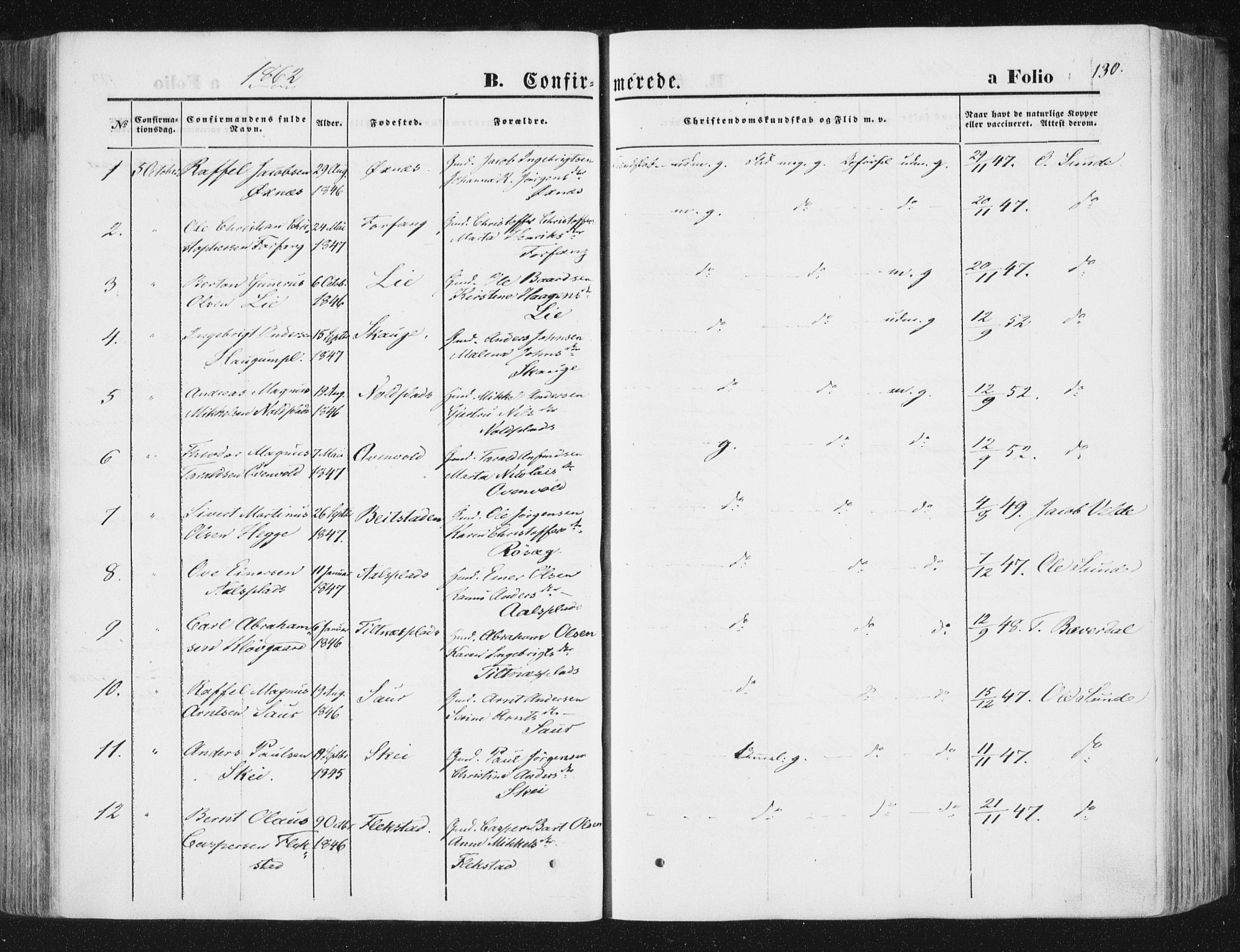 Ministerialprotokoller, klokkerbøker og fødselsregistre - Nord-Trøndelag, SAT/A-1458/746/L0447: Parish register (official) no. 746A06, 1860-1877, p. 130