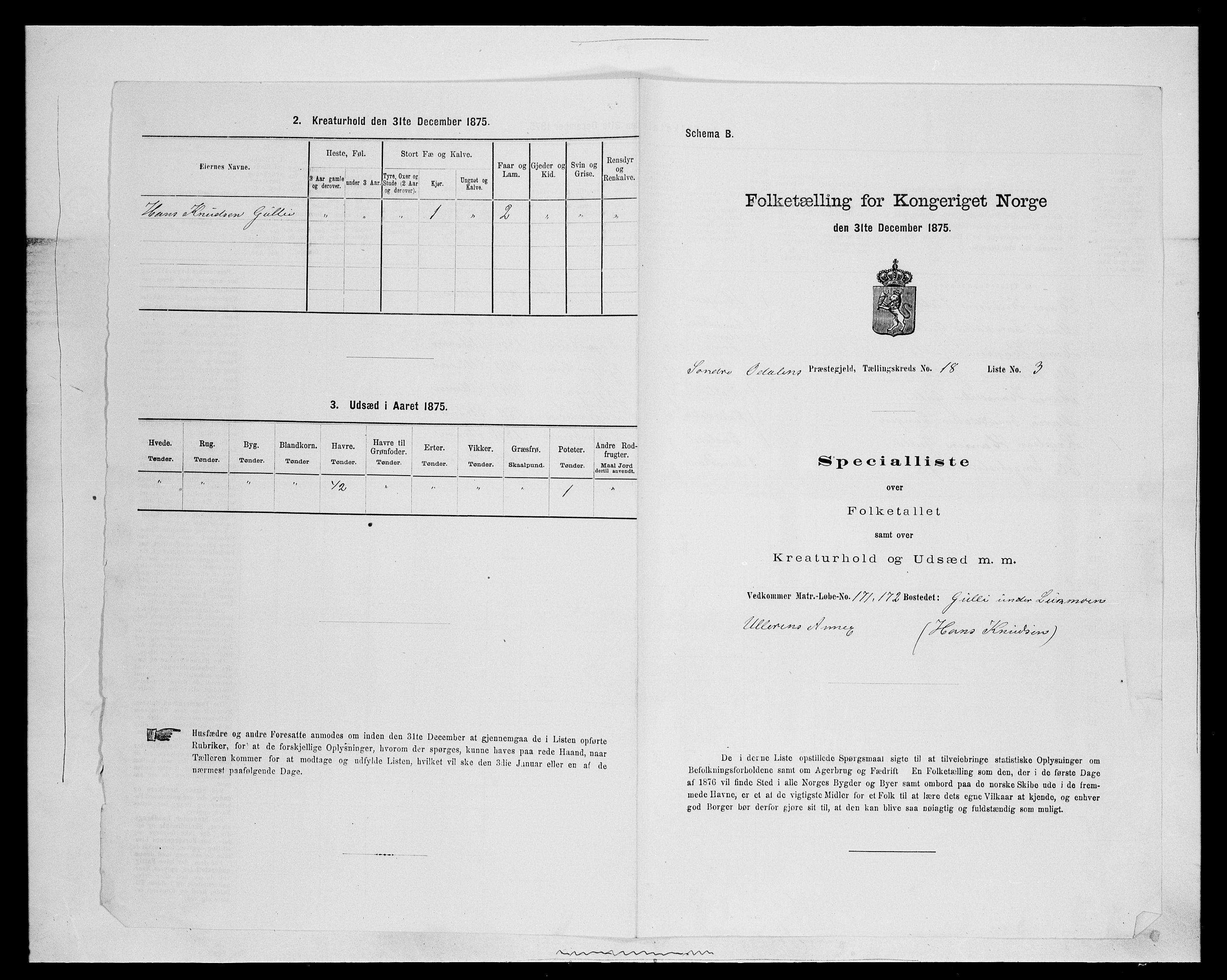 SAH, 1875 census for 0419P Sør-Odal, 1875, p. 1463