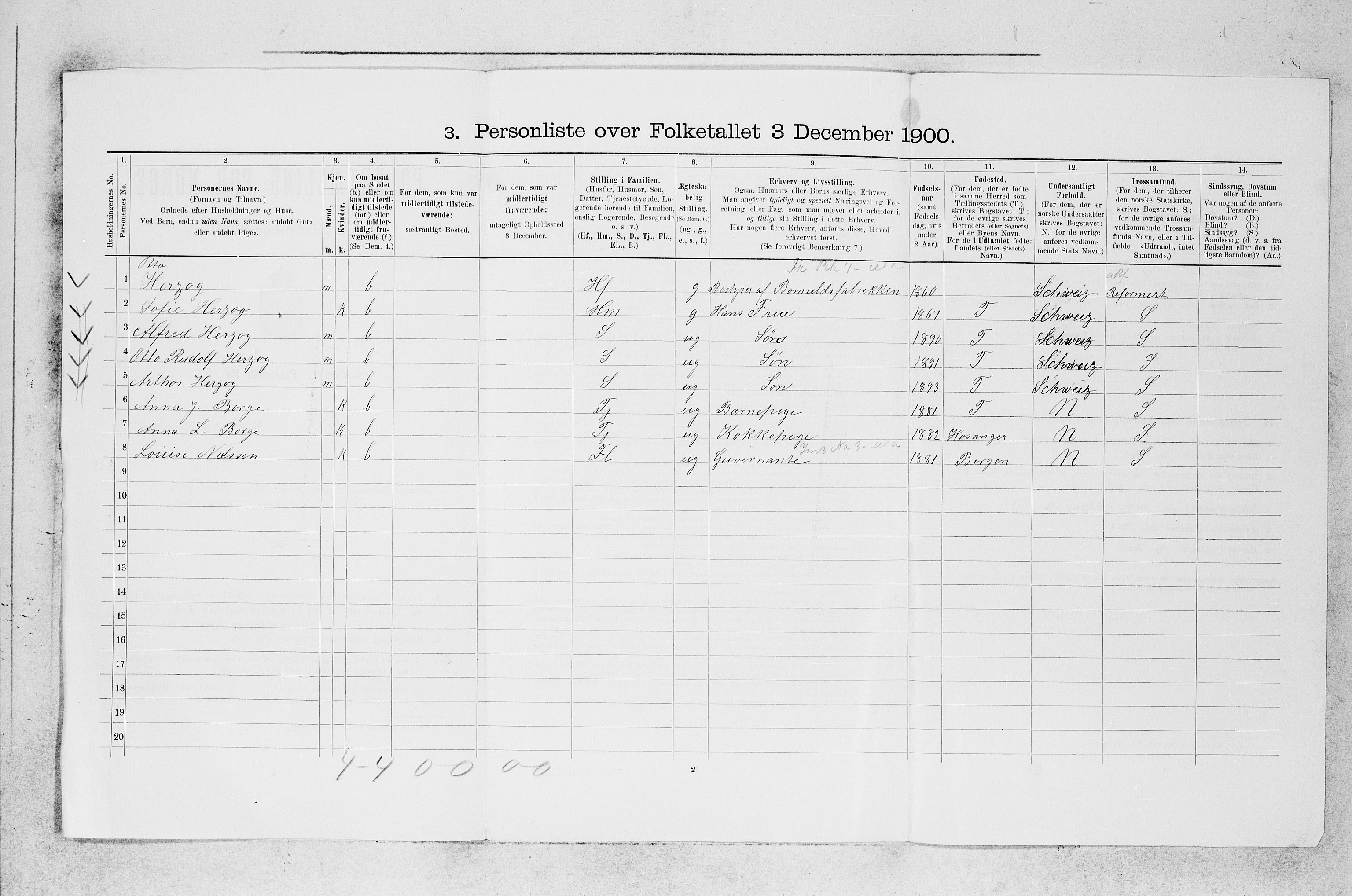SAB, 1900 census for Haus, 1900, p. 1282