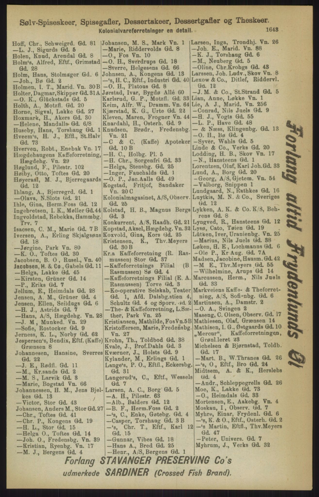 Kristiania/Oslo adressebok, PUBL/-, 1911, p. 1643