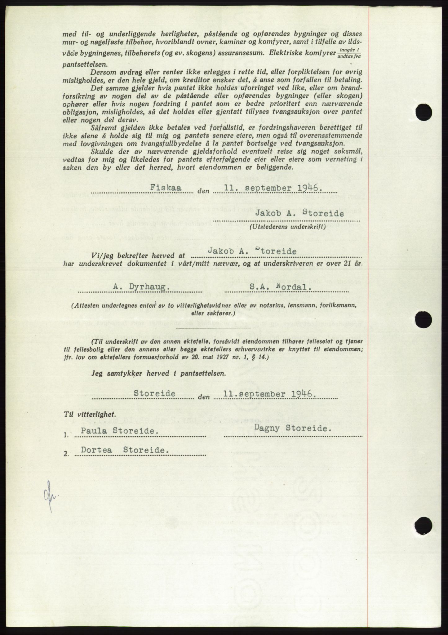 Søre Sunnmøre sorenskriveri, AV/SAT-A-4122/1/2/2C/L0114: Mortgage book no. 1-2B, 1943-1947, Diary no: : 1168/1946