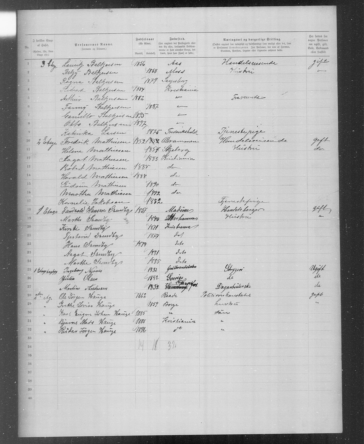 OBA, Municipal Census 1899 for Kristiania, 1899, p. 4705