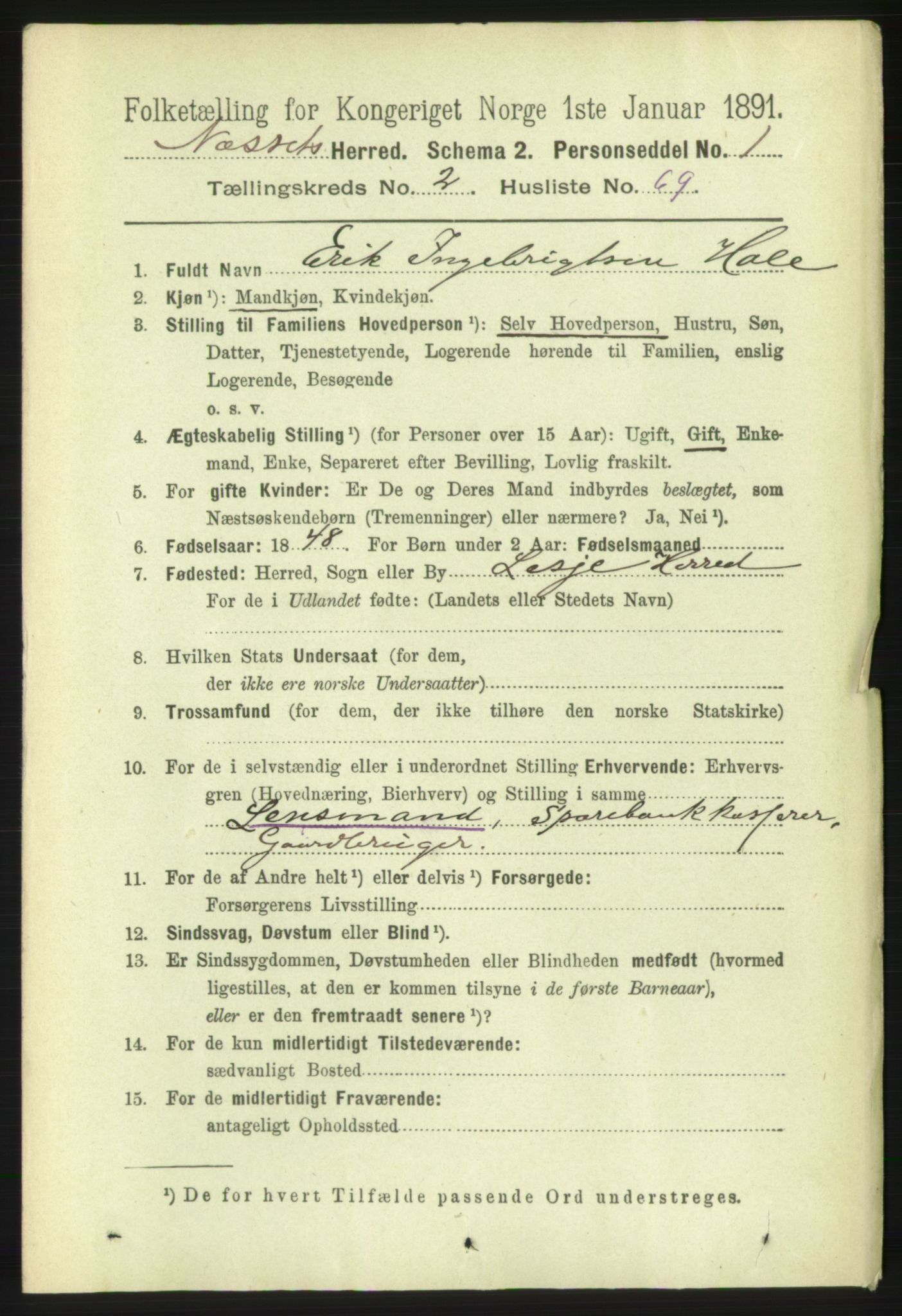 RA, 1891 census for 1543 Nesset, 1891, p. 1024