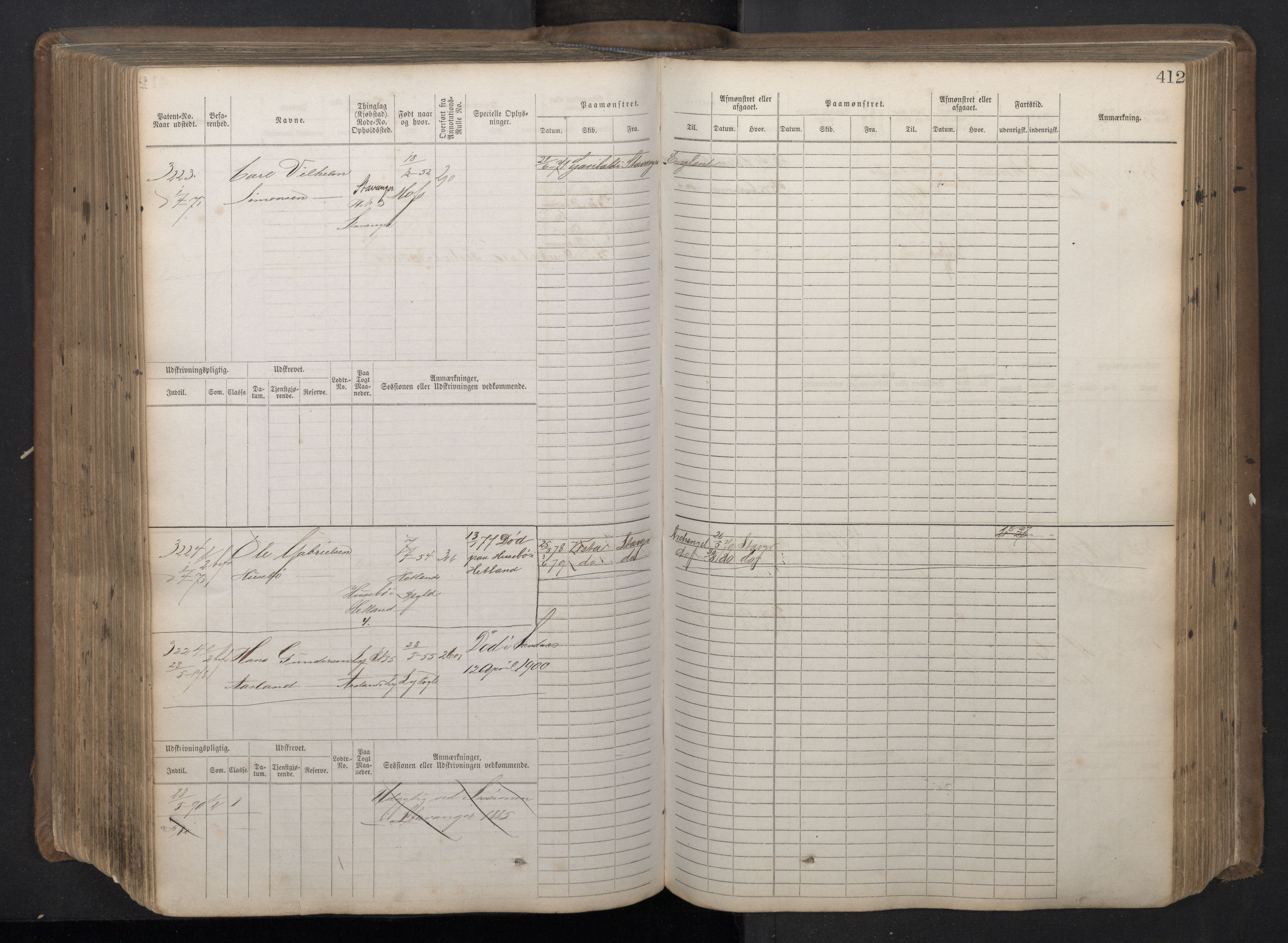 Stavanger sjømannskontor, AV/SAST-A-102006/F/Fb/Fbb/L0018: Sjøfartshovedrulle patnentnr. 2402-3602 (dublett), 1869, p. 416