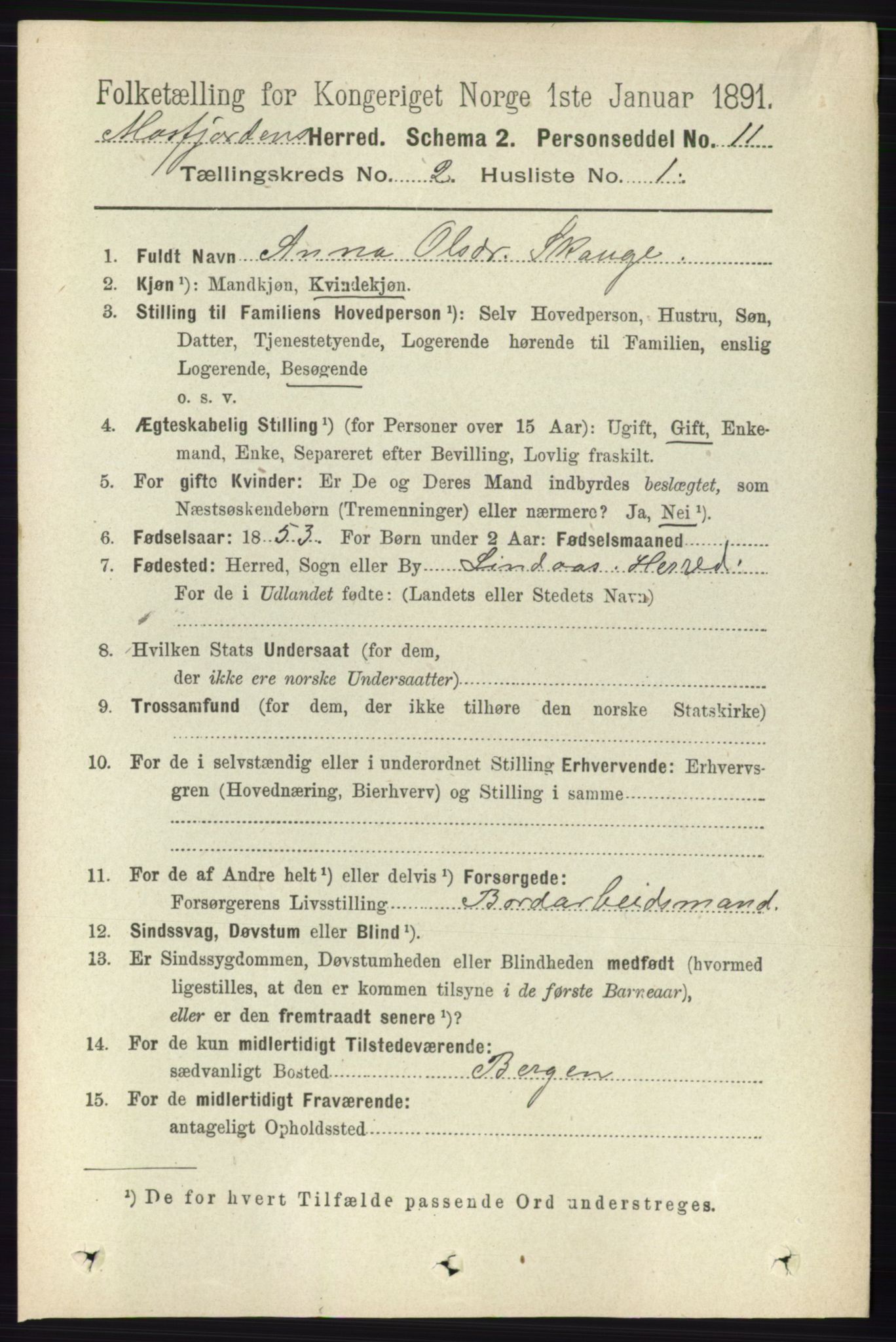 RA, 1891 census for 1266 Masfjorden, 1891, p. 201