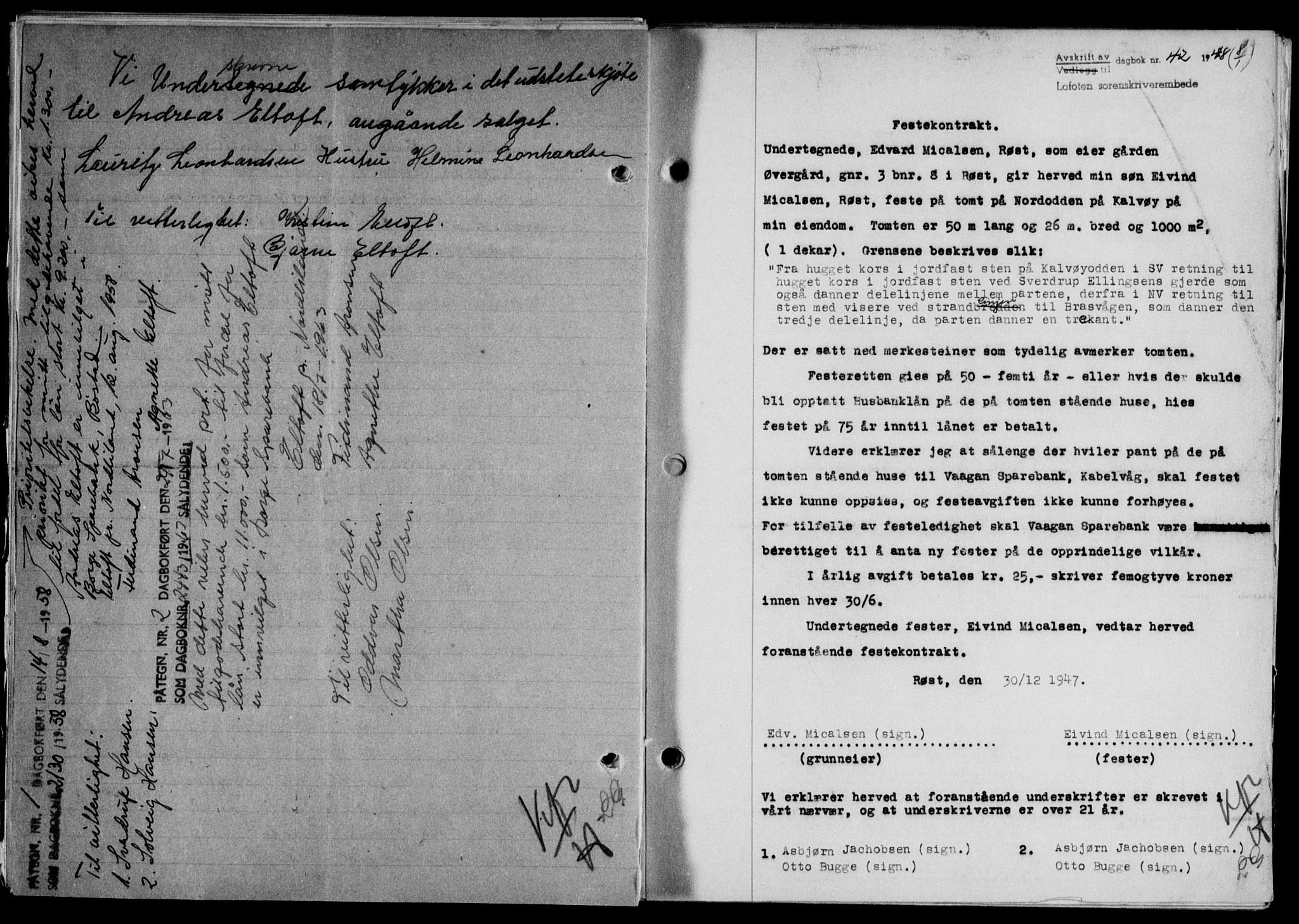 Lofoten sorenskriveri, SAT/A-0017/1/2/2C/L0017a: Mortgage book no. 17a, 1947-1948, Diary no: : 42/1948