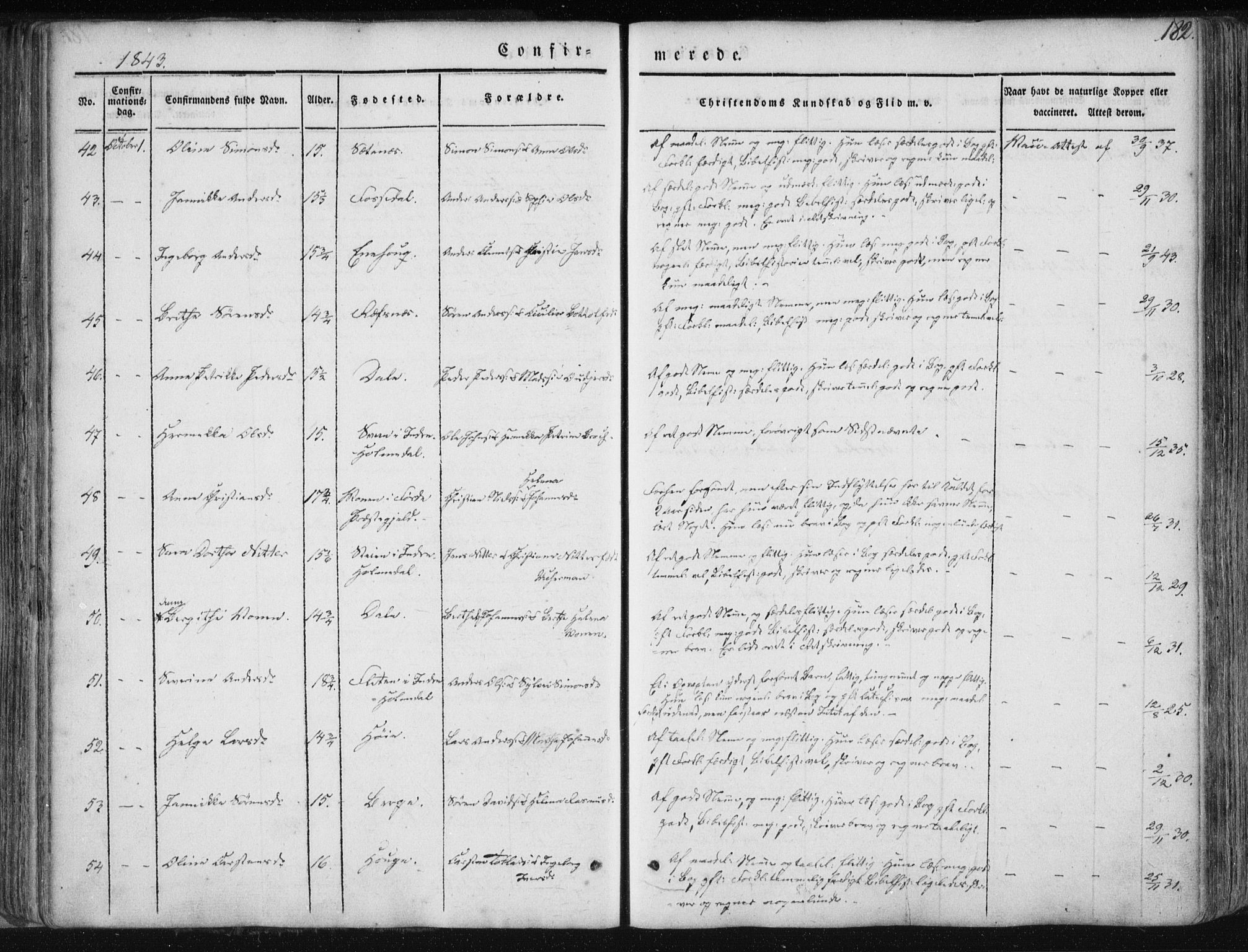 Fjaler sokneprestembete, AV/SAB-A-79801/H/Haa/Haaa/L0006: Parish register (official) no. A 6, 1835-1884, p. 182