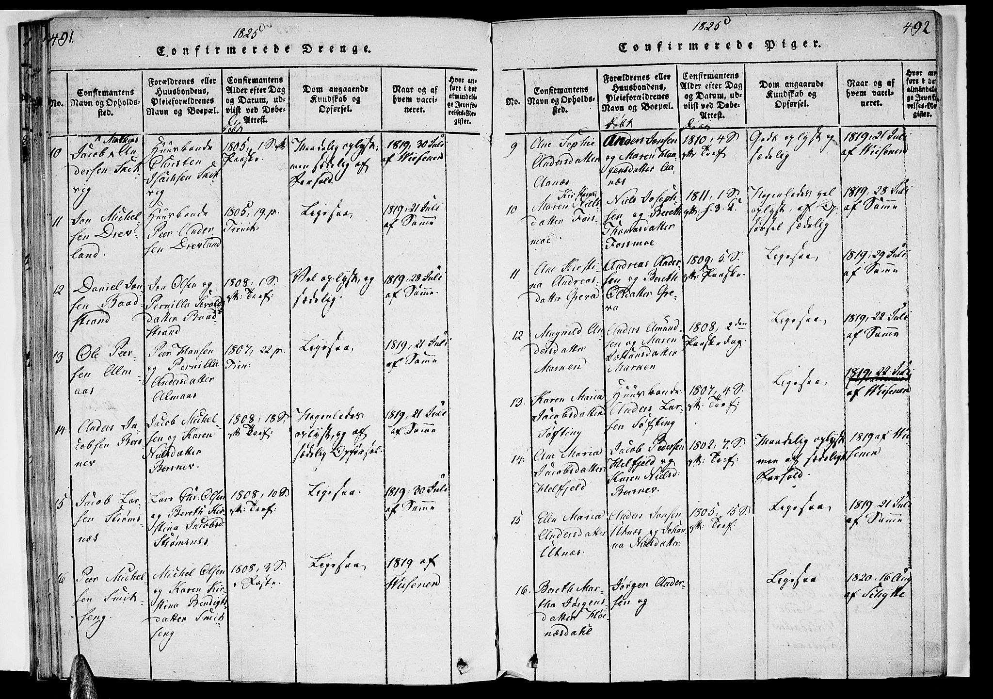 Ministerialprotokoller, klokkerbøker og fødselsregistre - Nordland, AV/SAT-A-1459/820/L0288: Parish register (official) no. 820A09, 1820-1825, p. 491-492