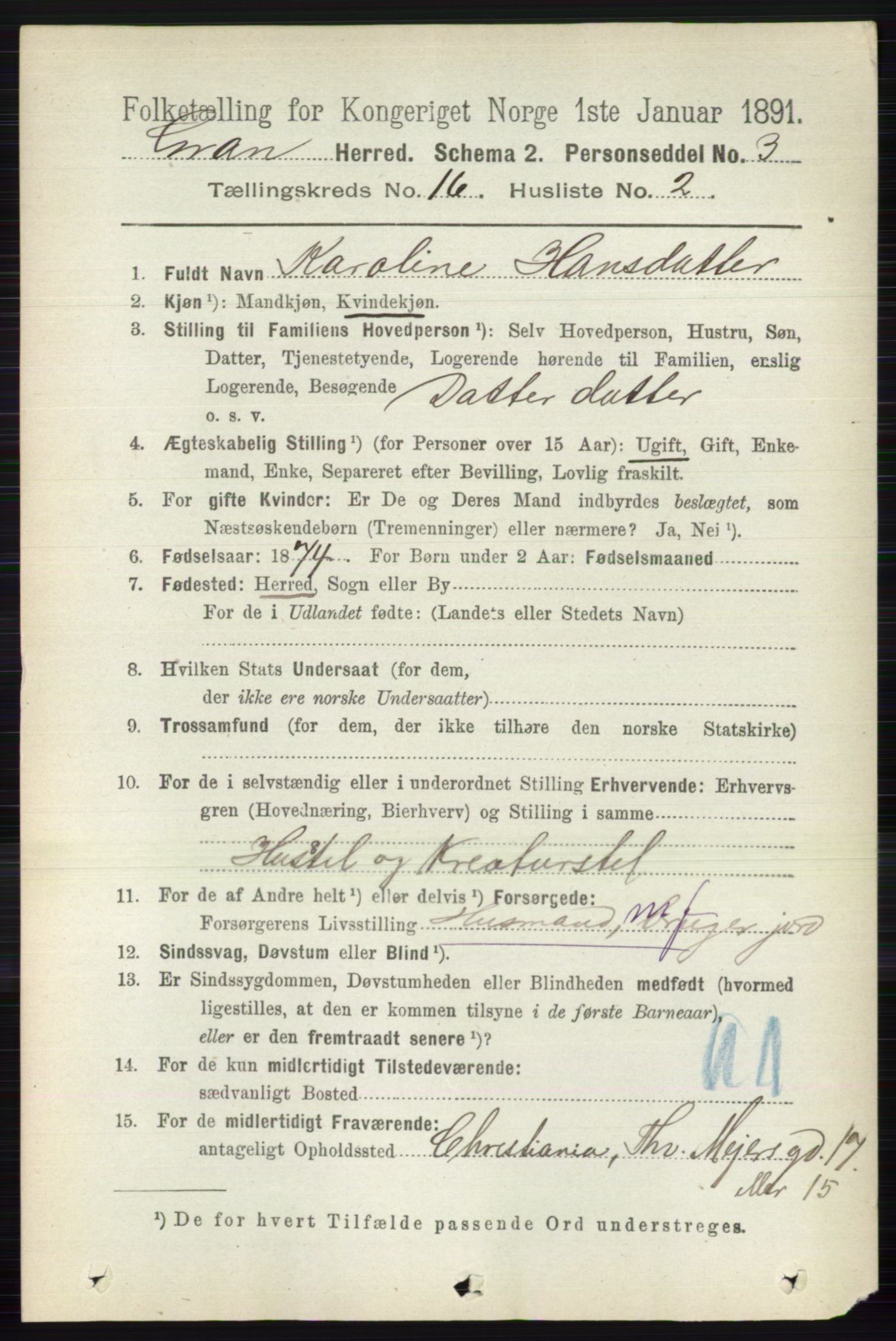 RA, 1891 census for 0534 Gran, 1891, p. 8114