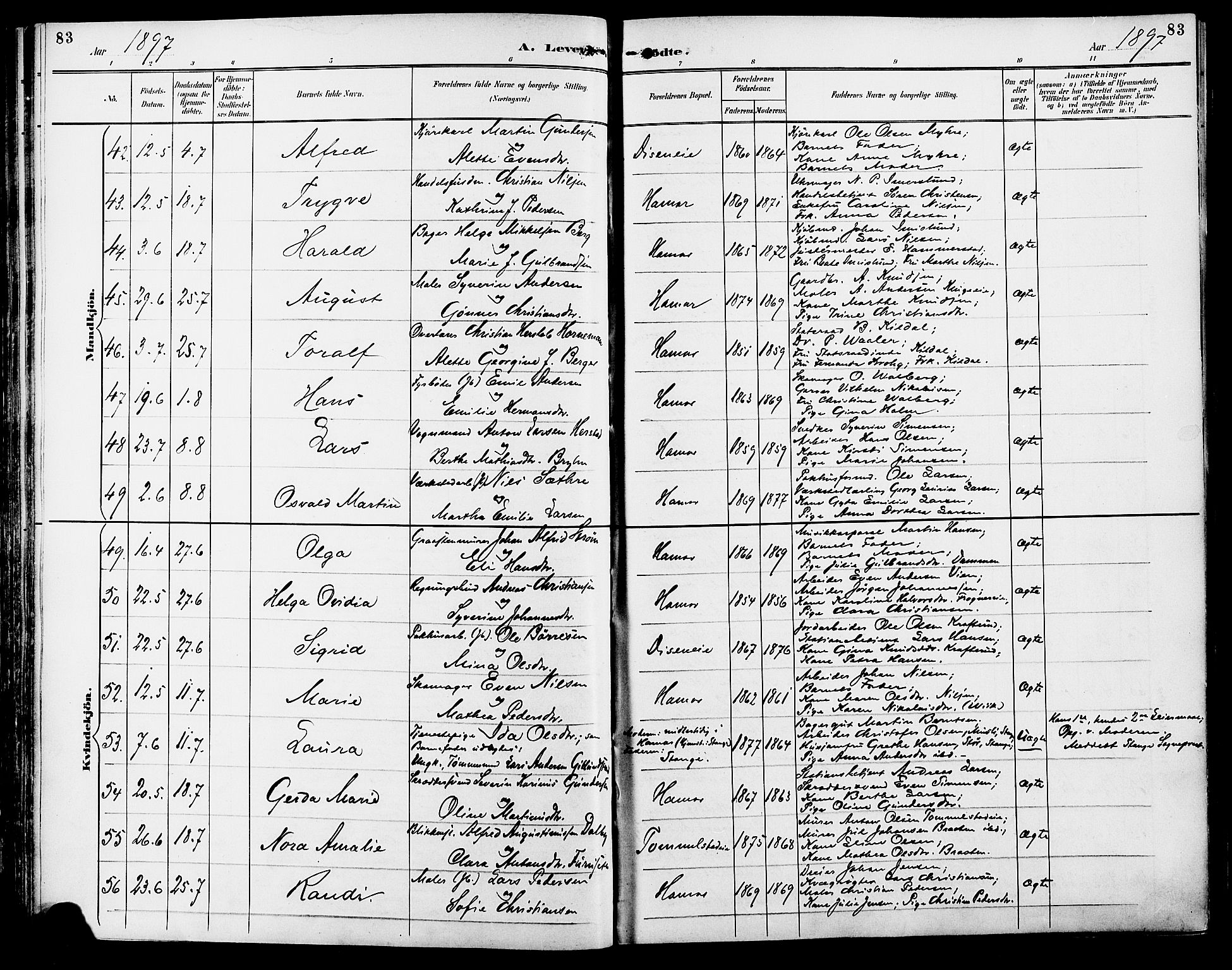 Vang prestekontor, Hedmark, SAH/PREST-008/H/Ha/Haa/L0017: Parish register (official) no. 17, 1890-1899, p. 83