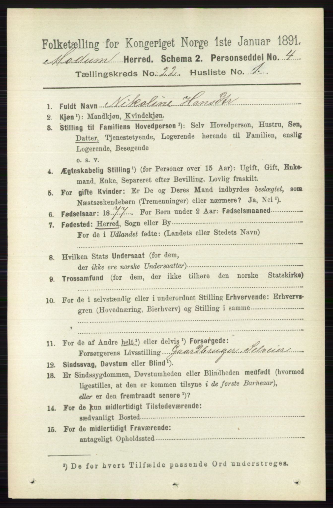 RA, 1891 census for 0623 Modum, 1891, p. 8392