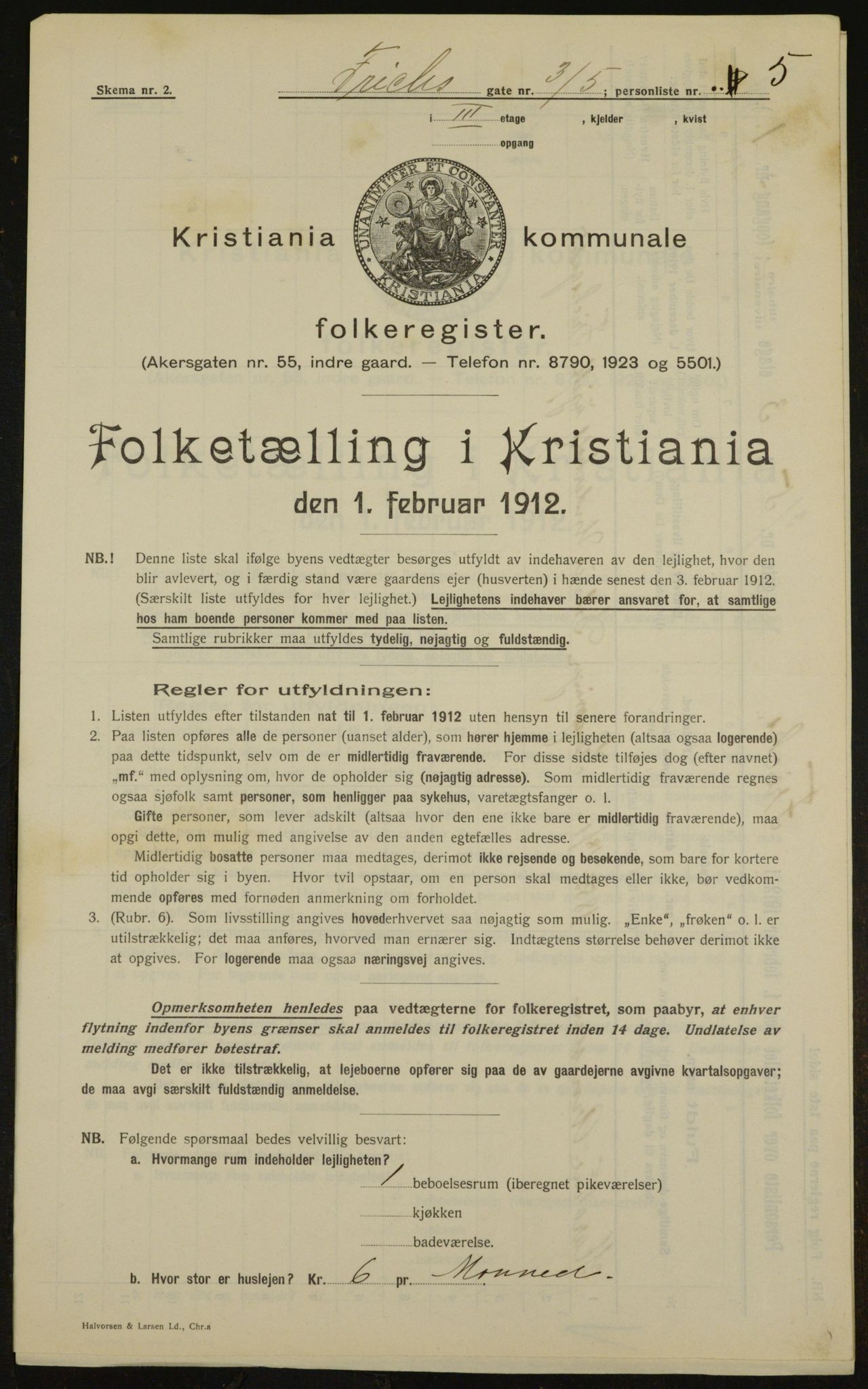 OBA, Municipal Census 1912 for Kristiania, 1912, p. 26686