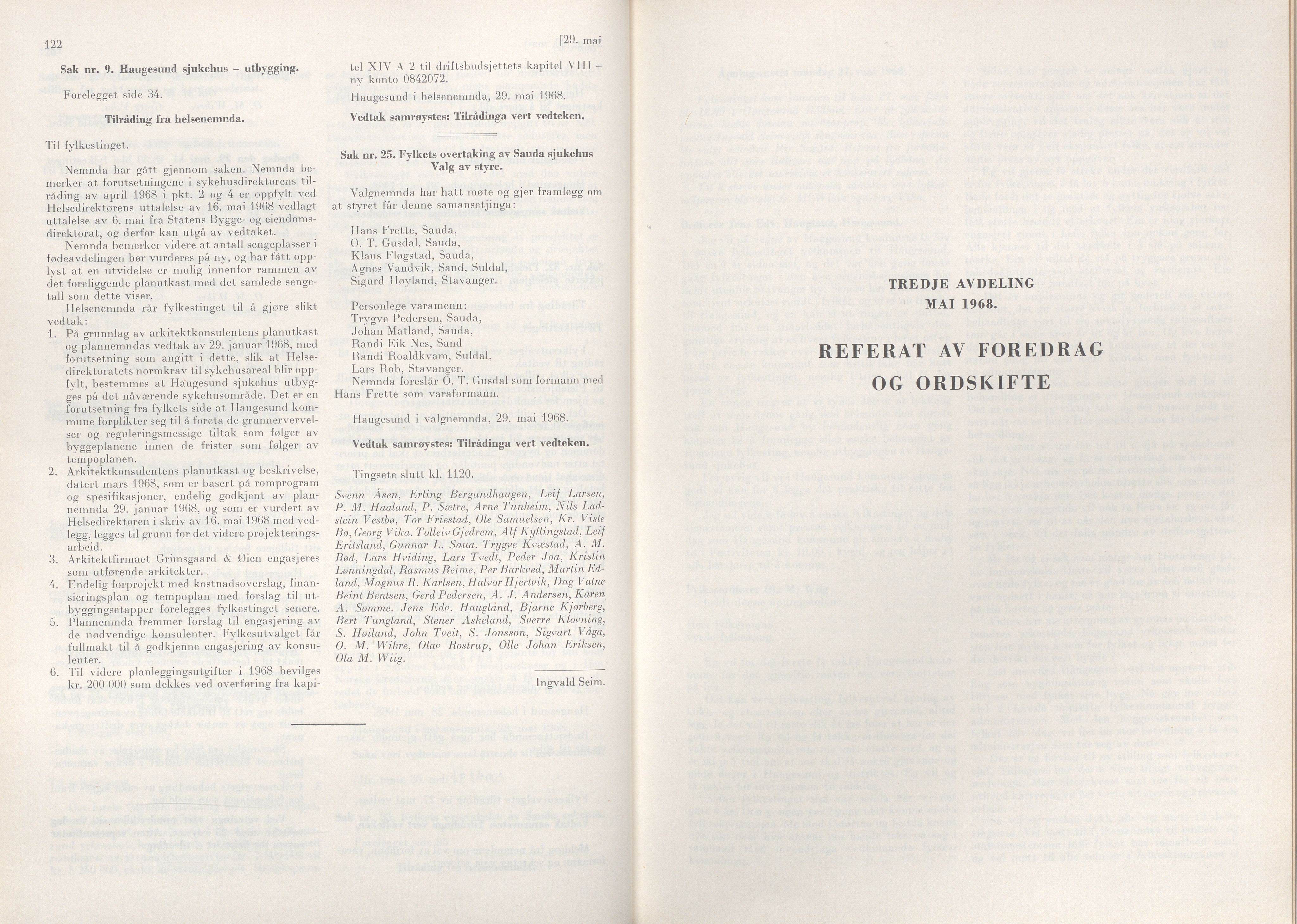 Rogaland fylkeskommune - Fylkesrådmannen , IKAR/A-900/A/Aa/Aaa/L0088: Møtebok , 1968, p. 122