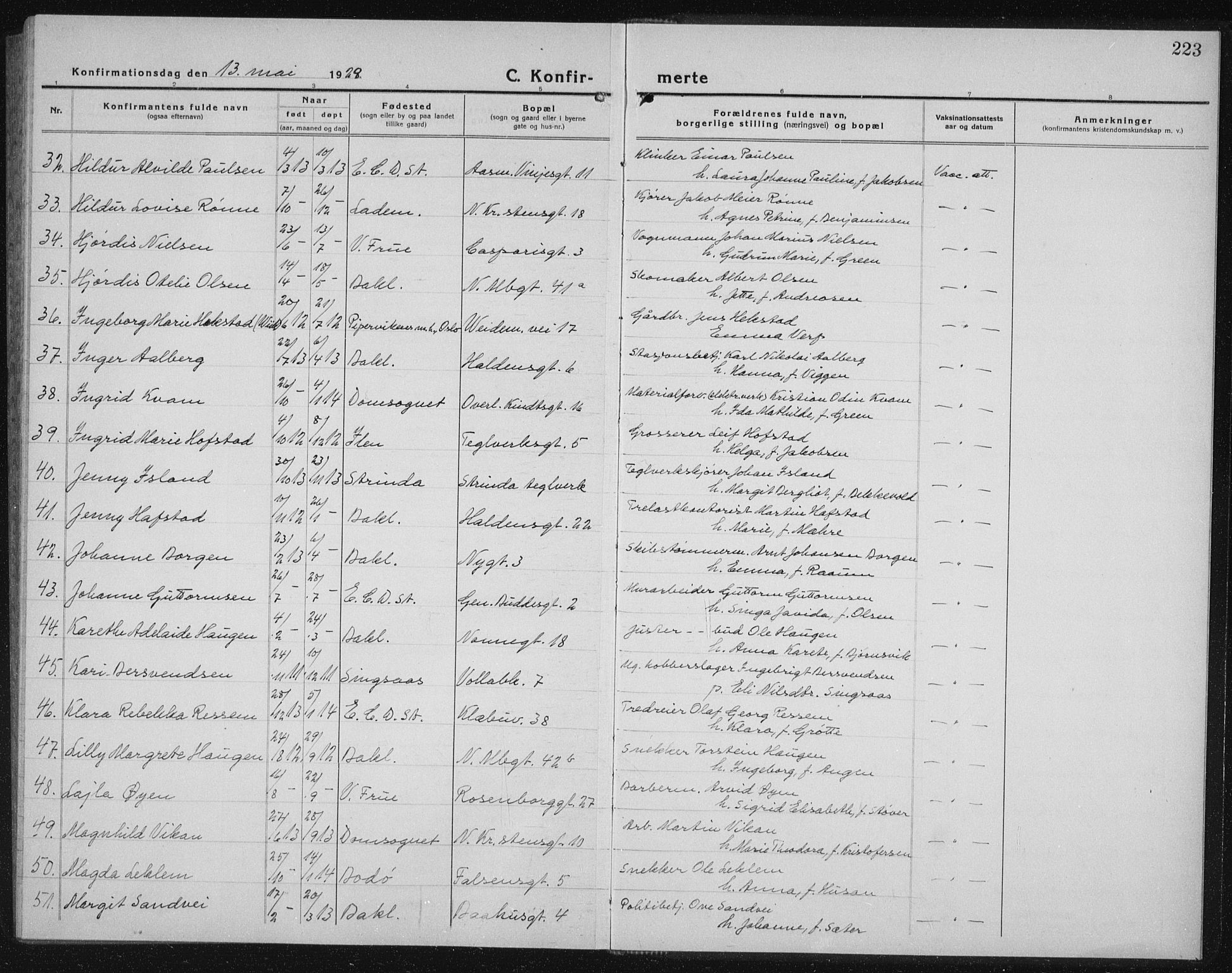 Ministerialprotokoller, klokkerbøker og fødselsregistre - Sør-Trøndelag, AV/SAT-A-1456/604/L0227: Parish register (copy) no. 604C10, 1923-1942, p. 223