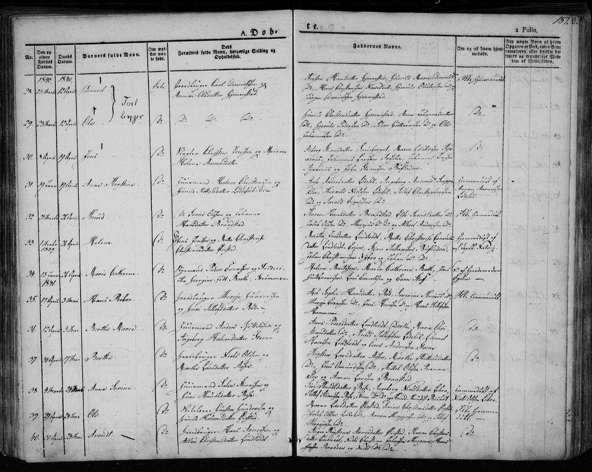 Øyestad sokneprestkontor, AV/SAK-1111-0049/F/Fa/L0013: Parish register (official) no. A 13, 1827-1842, p. 157