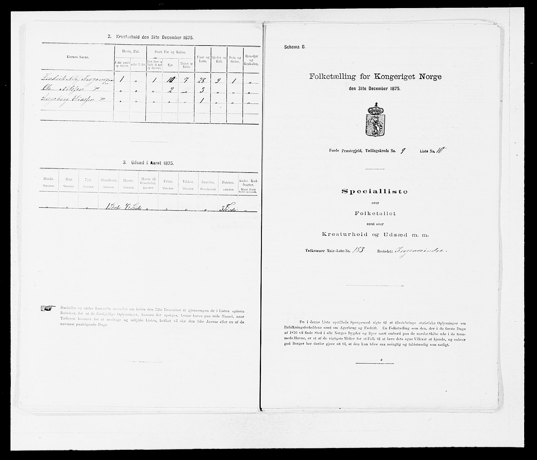 SAB, 1875 census for 1432P Førde, 1875, p. 1023