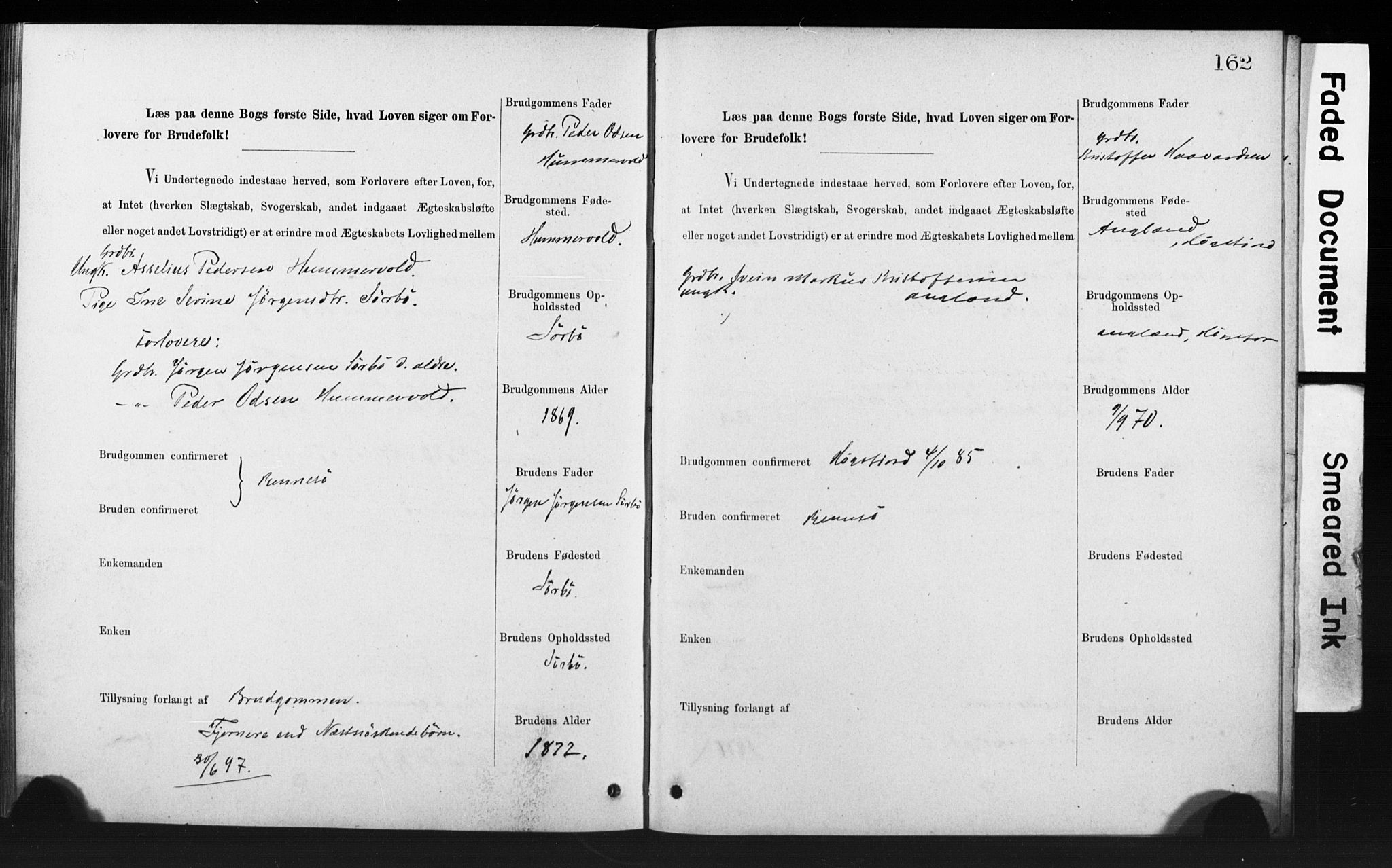 Rennesøy sokneprestkontor, SAST/A -101827/I/Ie/L0001: Banns register no. 1, 1873-1898, p. 162