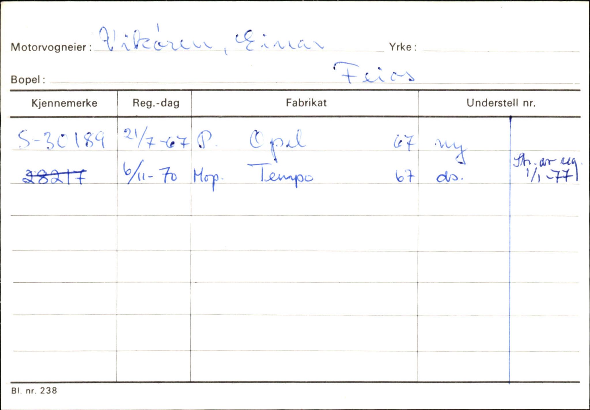 Statens vegvesen, Sogn og Fjordane vegkontor, AV/SAB-A-5301/4/F/L0126: Eigarregister Fjaler M-Å. Leikanger A-Å, 1945-1975, p. 2413