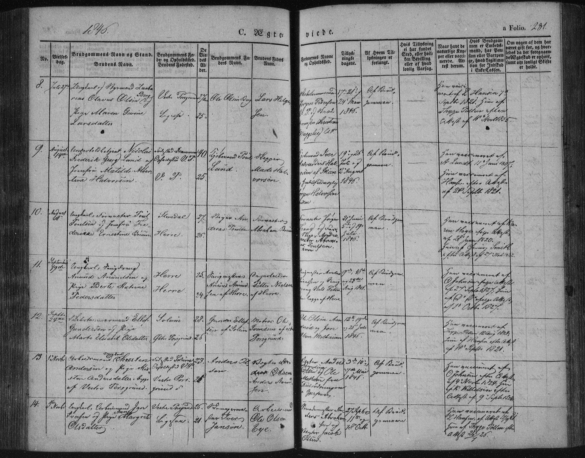 Porsgrunn kirkebøker , AV/SAKO-A-104/F/Fa/L0006: Parish register (official) no. 6, 1841-1857, p. 281