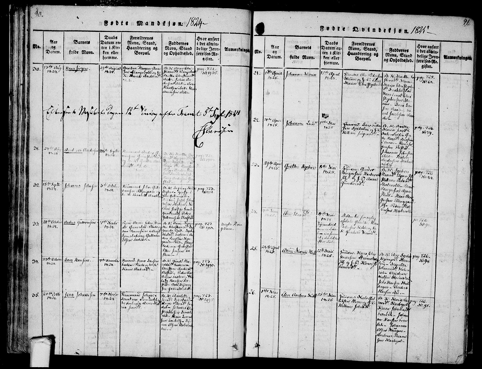 Råde prestekontor kirkebøker, AV/SAO-A-2009/F/Fa/L0004: Parish register (official) no. 4, 1814-1830, p. 90-91