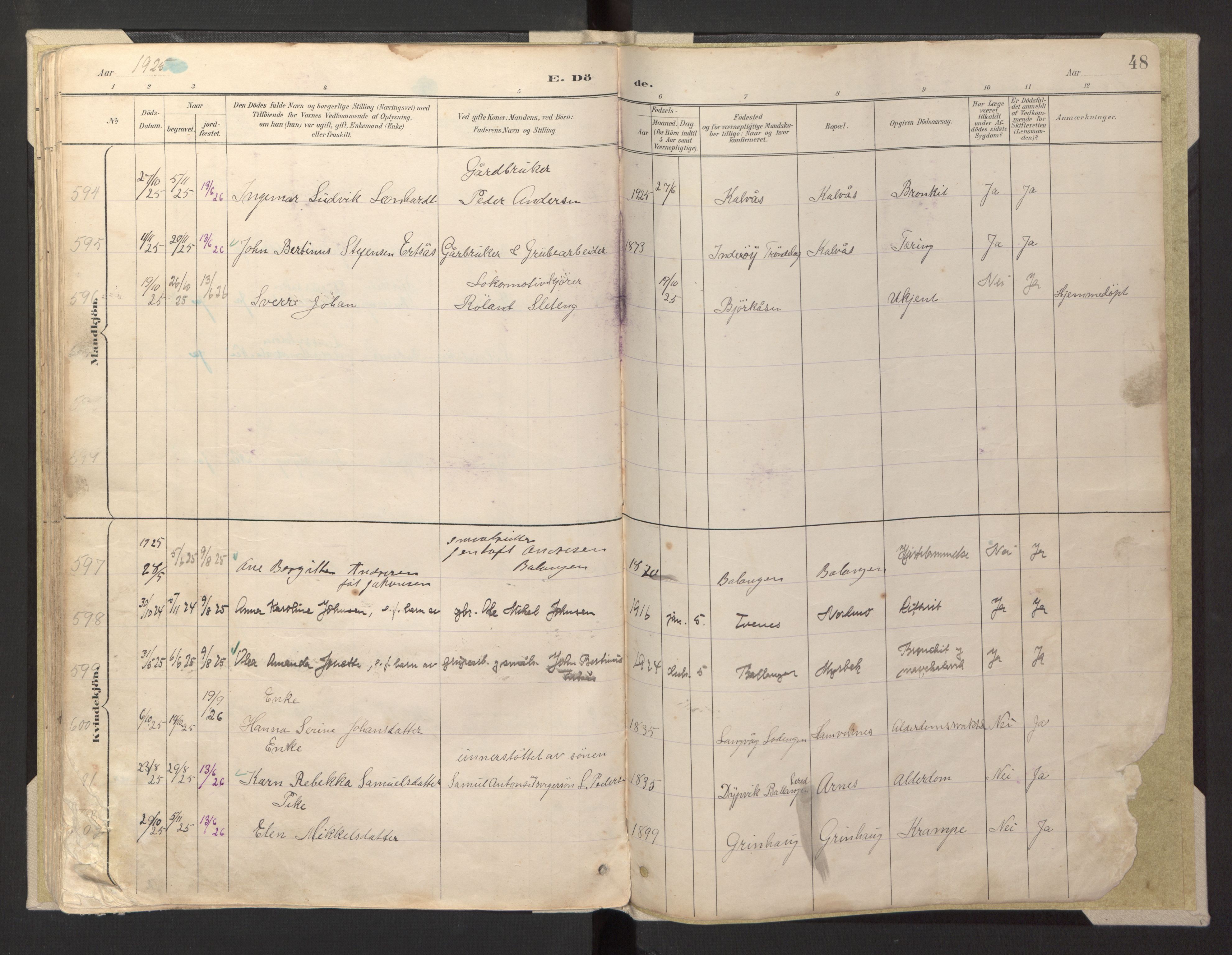 Ministerialprotokoller, klokkerbøker og fødselsregistre - Nordland, AV/SAT-A-1459/869/L0980: Parish register (copy) no. 869C06, 1889-1925, p. 48