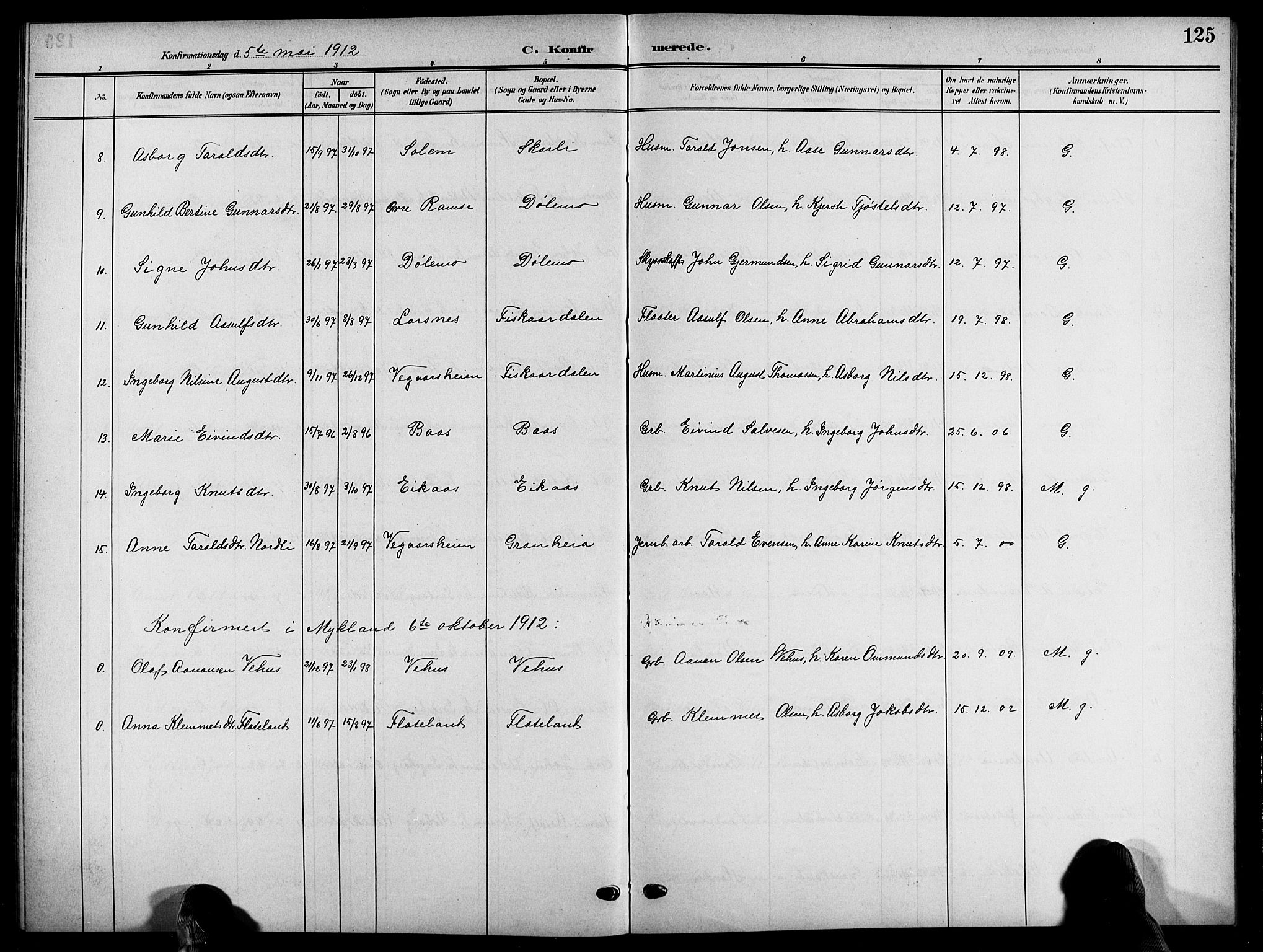 Åmli sokneprestkontor, SAK/1111-0050/F/Fb/Fbc/L0005: Parish register (copy) no. B 5, 1903-1916, p. 125