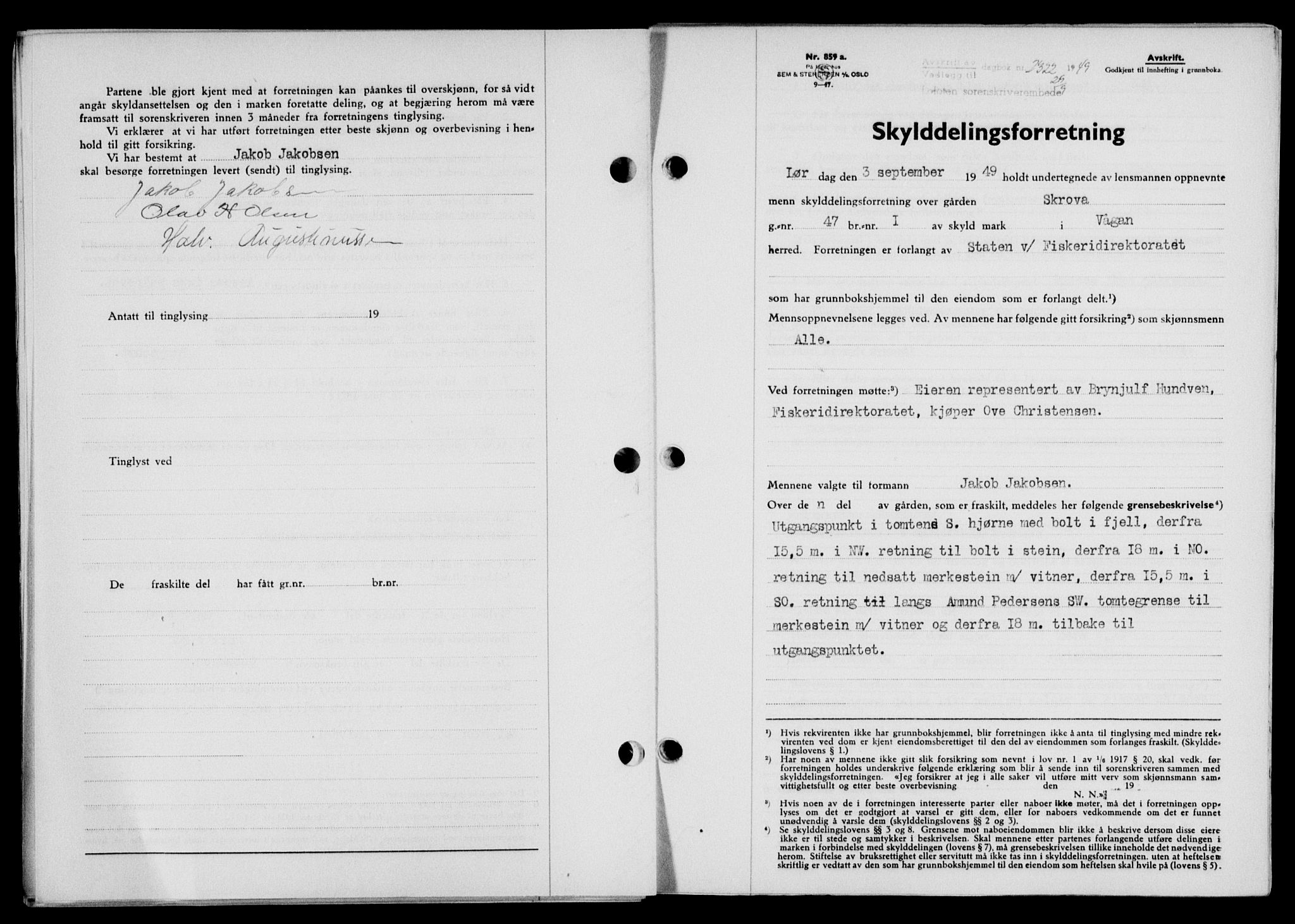 Lofoten sorenskriveri, SAT/A-0017/1/2/2C/L0021a: Mortgage book no. 21a, 1949-1949, Diary no: : 2322/1949