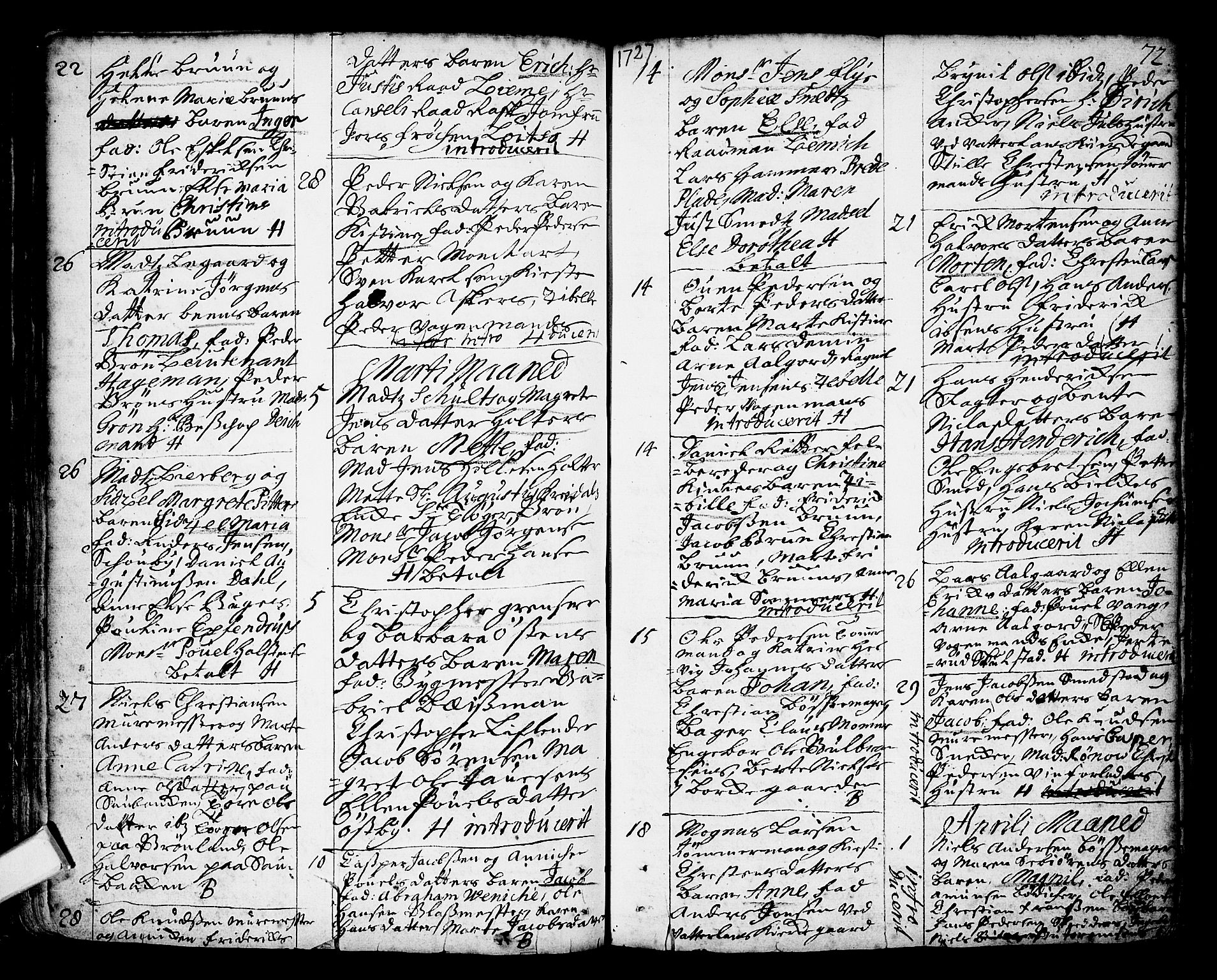 Oslo domkirke Kirkebøker, AV/SAO-A-10752/F/Fa/L0002: Parish register (official) no. 2, 1705-1730, p. 72