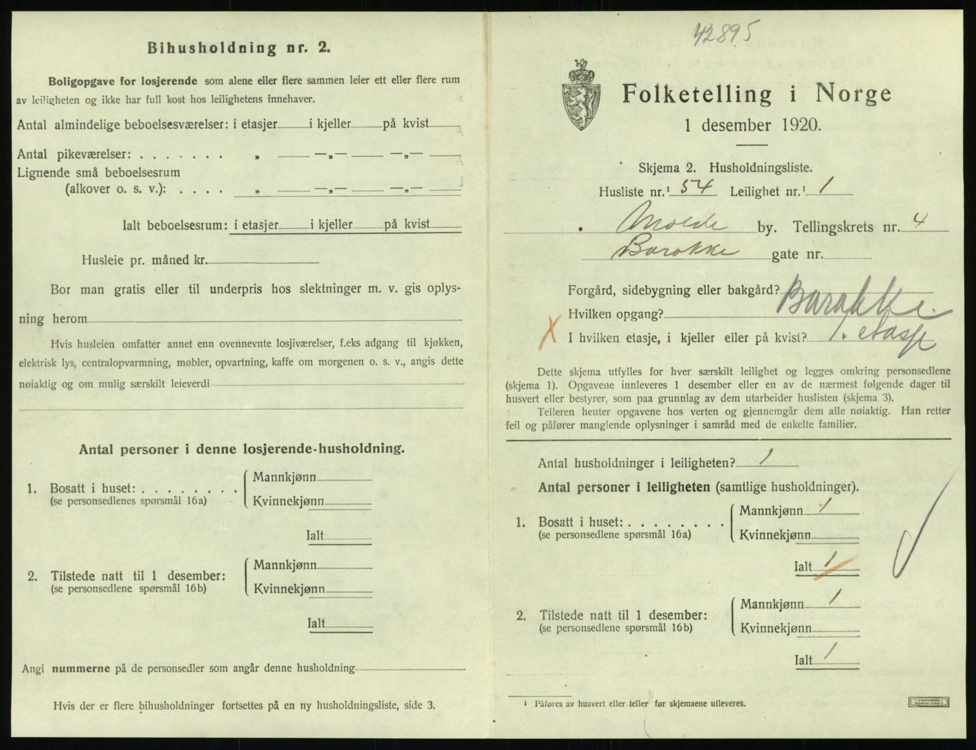 SAT, 1920 census for Molde, 1920, p. 1657