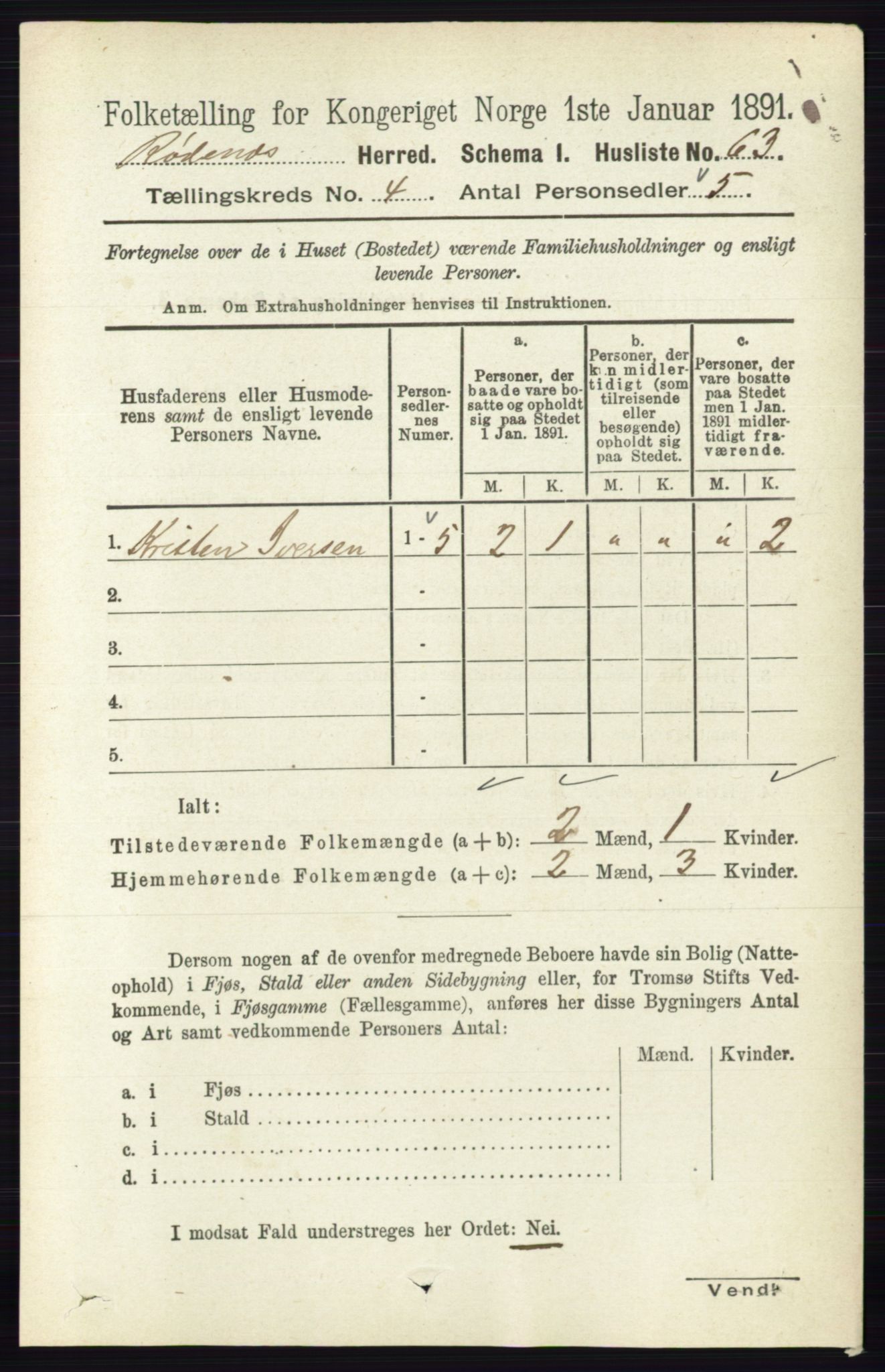 RA, 1891 census for 0120 Rødenes, 1891, p. 1626