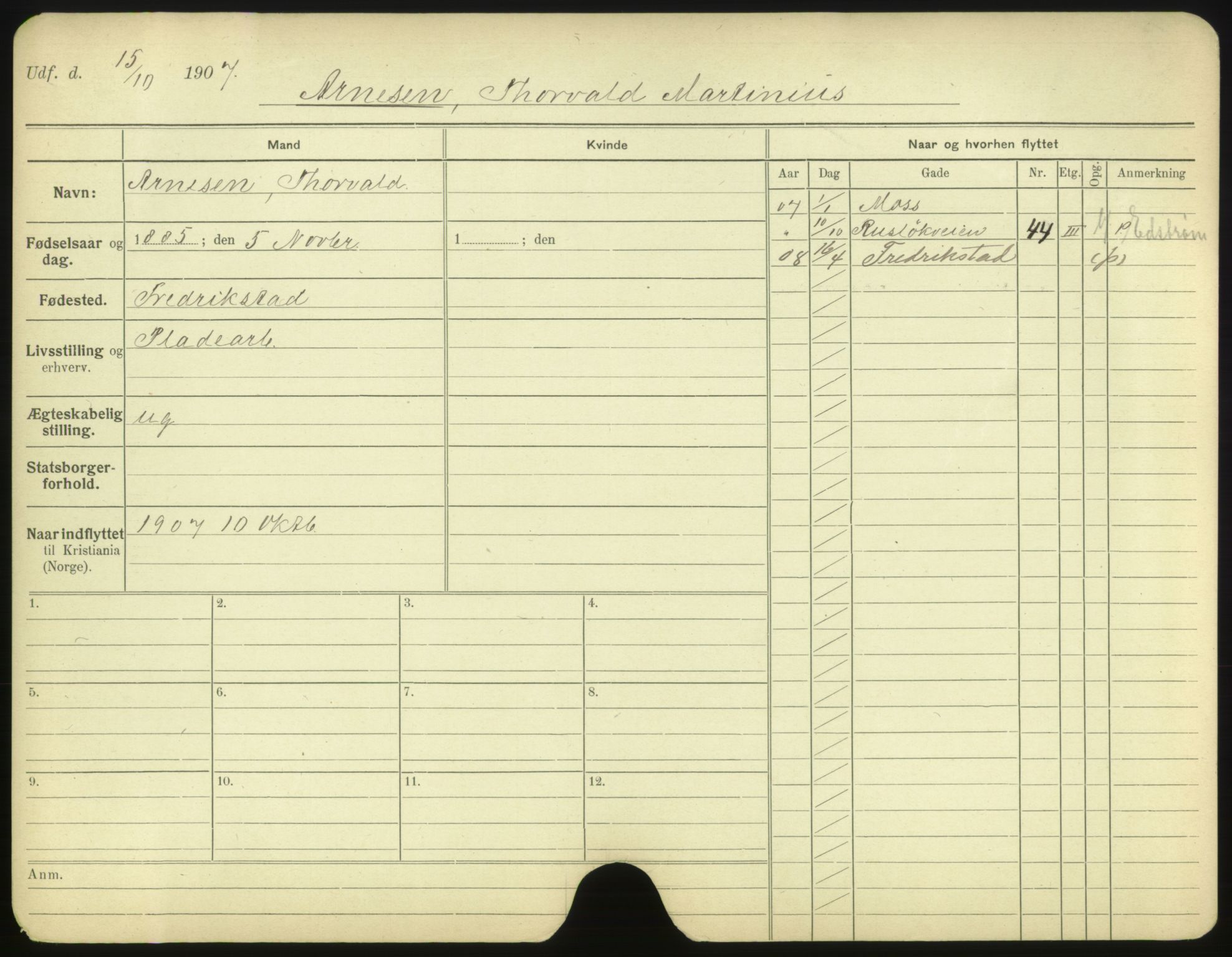 Oslo folkeregister, Registerkort, AV/SAO-A-11715/F/Fa/Fac/L0001: Menn, 1906-1914, p. 697a