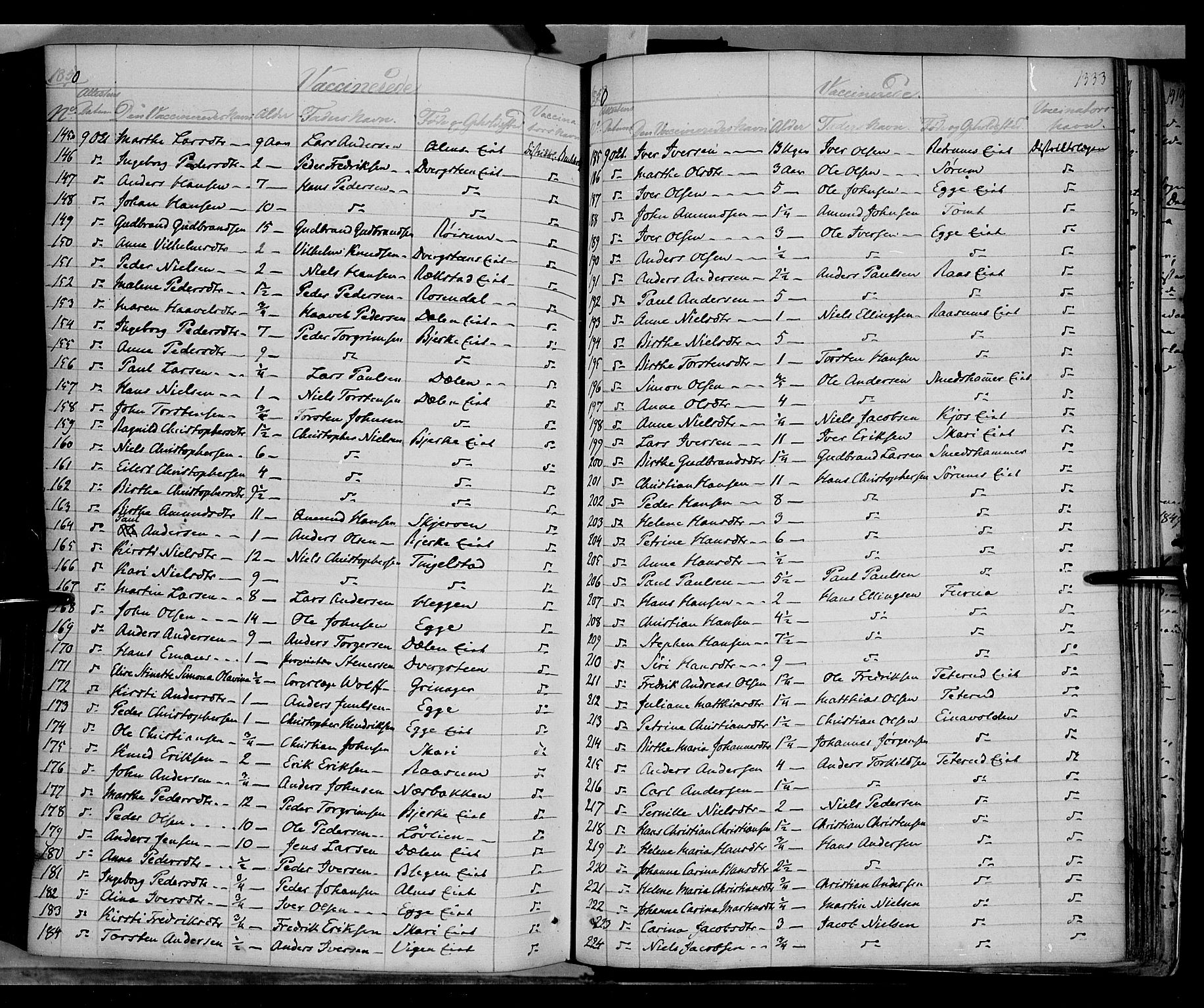 Gran prestekontor, SAH/PREST-112/H/Ha/Haa/L0011: Parish register (official) no. 11, 1842-1856, p. 1332-1333