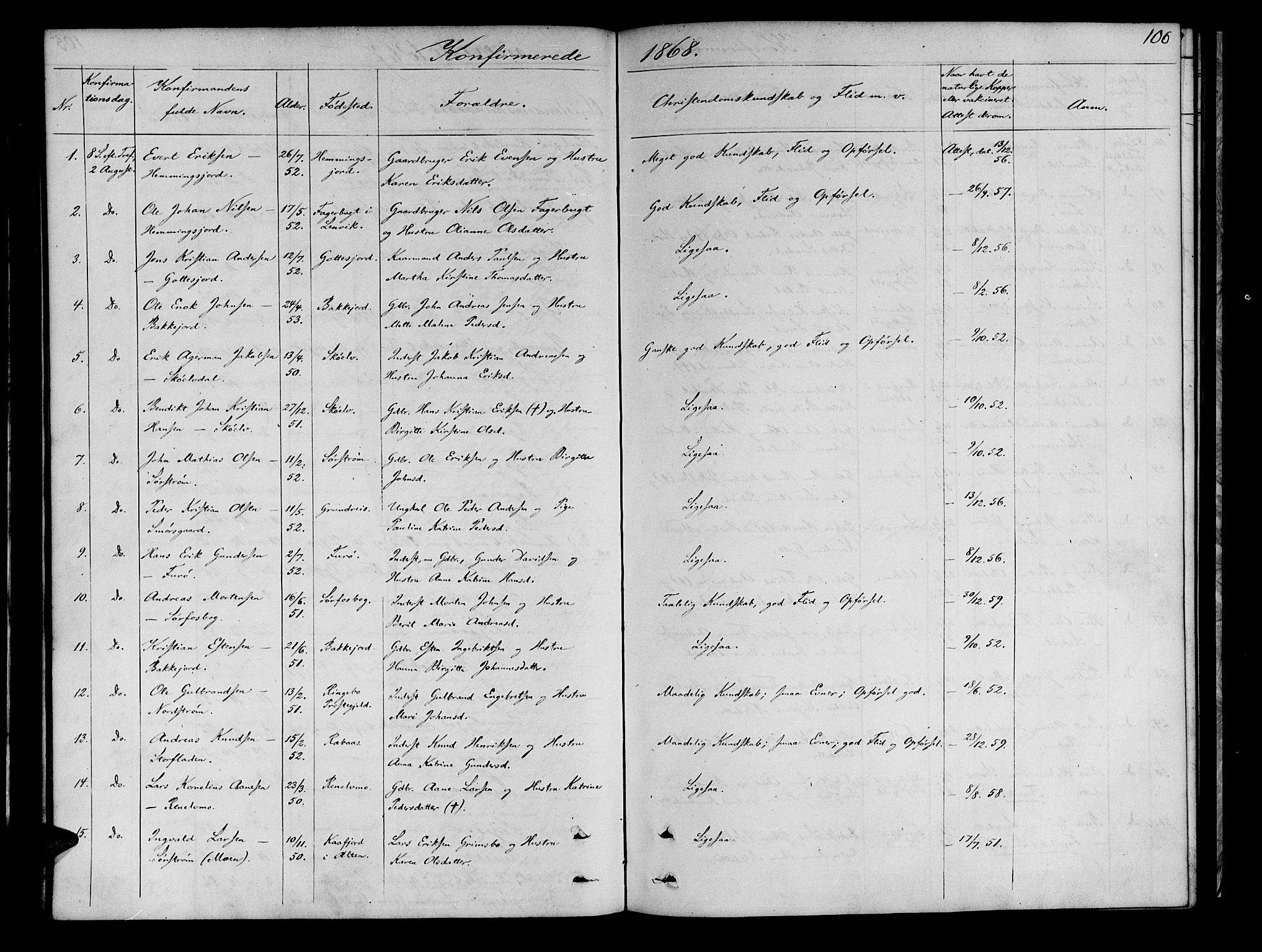 Tranøy sokneprestkontor, SATØ/S-1313/I/Ia/Iab/L0021klokker: Parish register (copy) no. 21, 1861-1886, p. 106