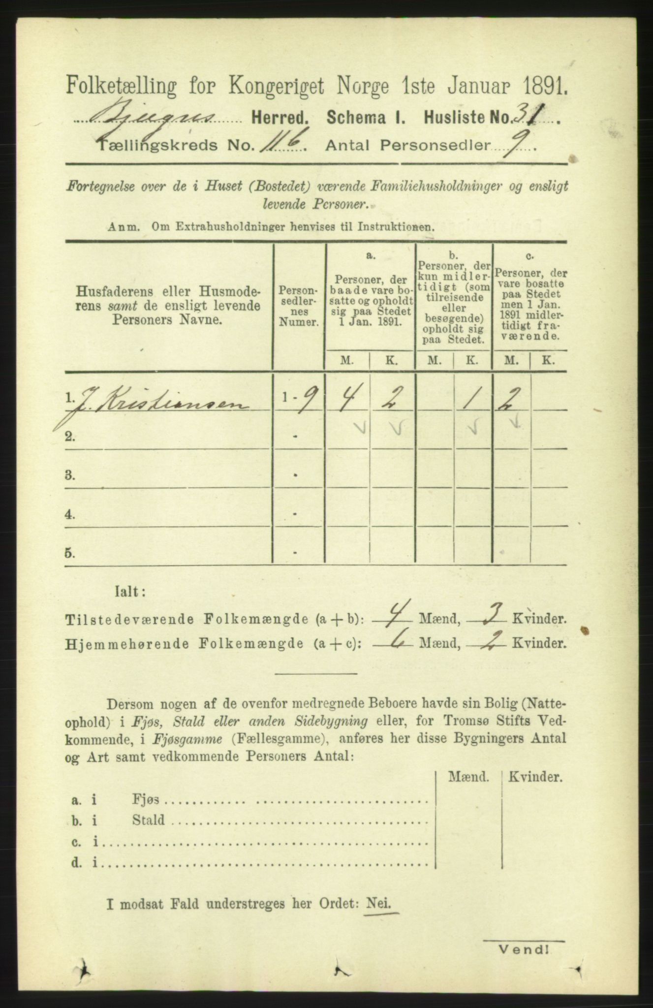 RA, 1891 census for 1627 Bjugn, 1891, p. 3163