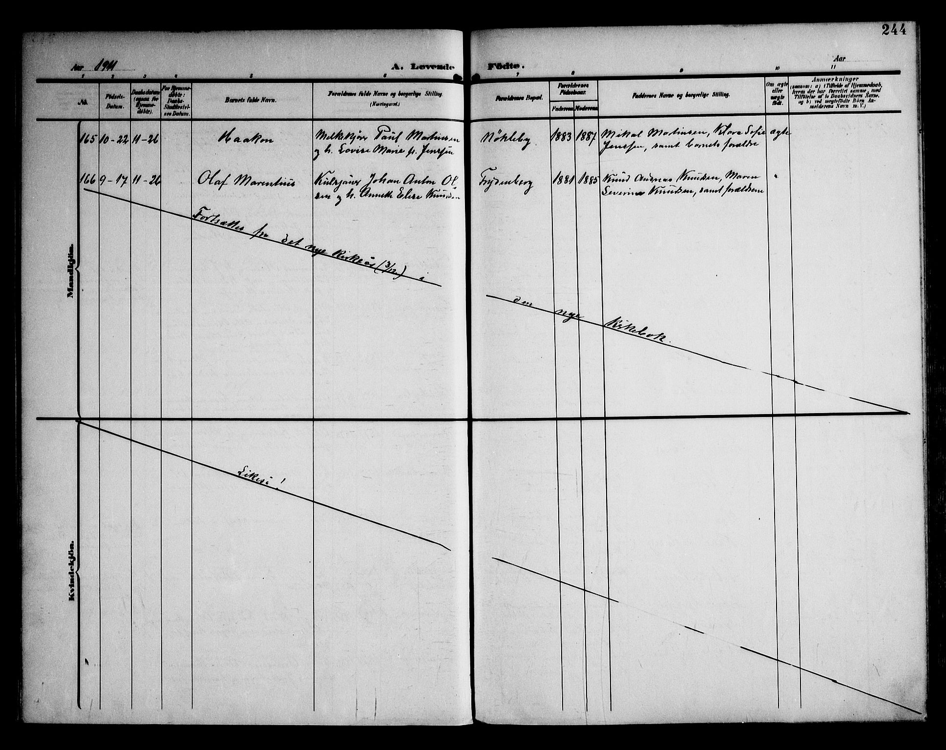 Glemmen prestekontor Kirkebøker, AV/SAO-A-10908/F/Fa/L0014: Parish register (official) no. 14, 1902-1922, p. 244