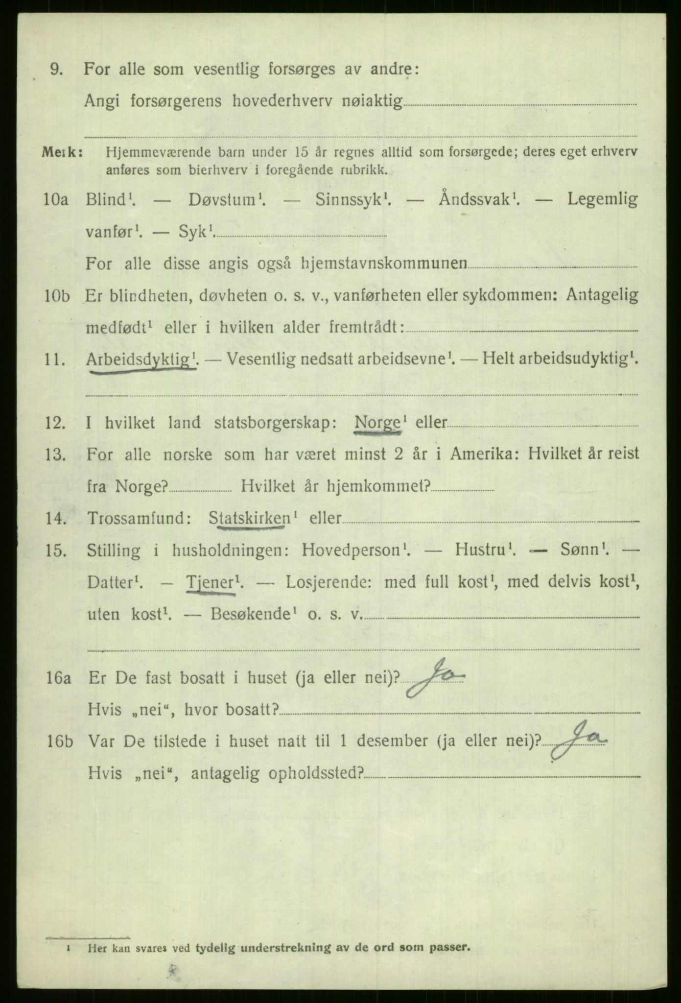 SAB, 1920 census for Voss, 1920, p. 3532