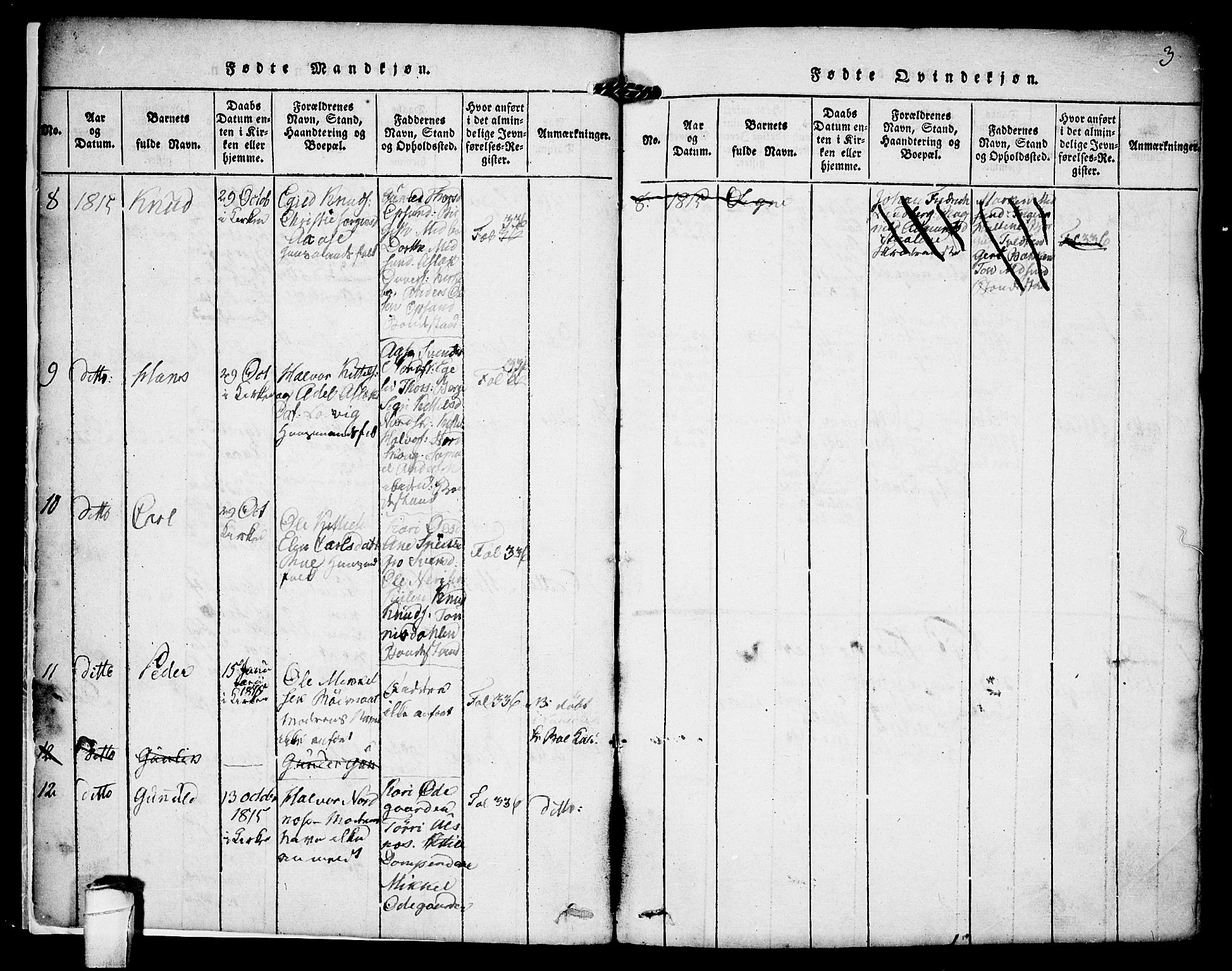 Kviteseid kirkebøker, SAKO/A-276/F/Fa/L0005: Parish register (official) no. I 5, 1815-1836, p. 3